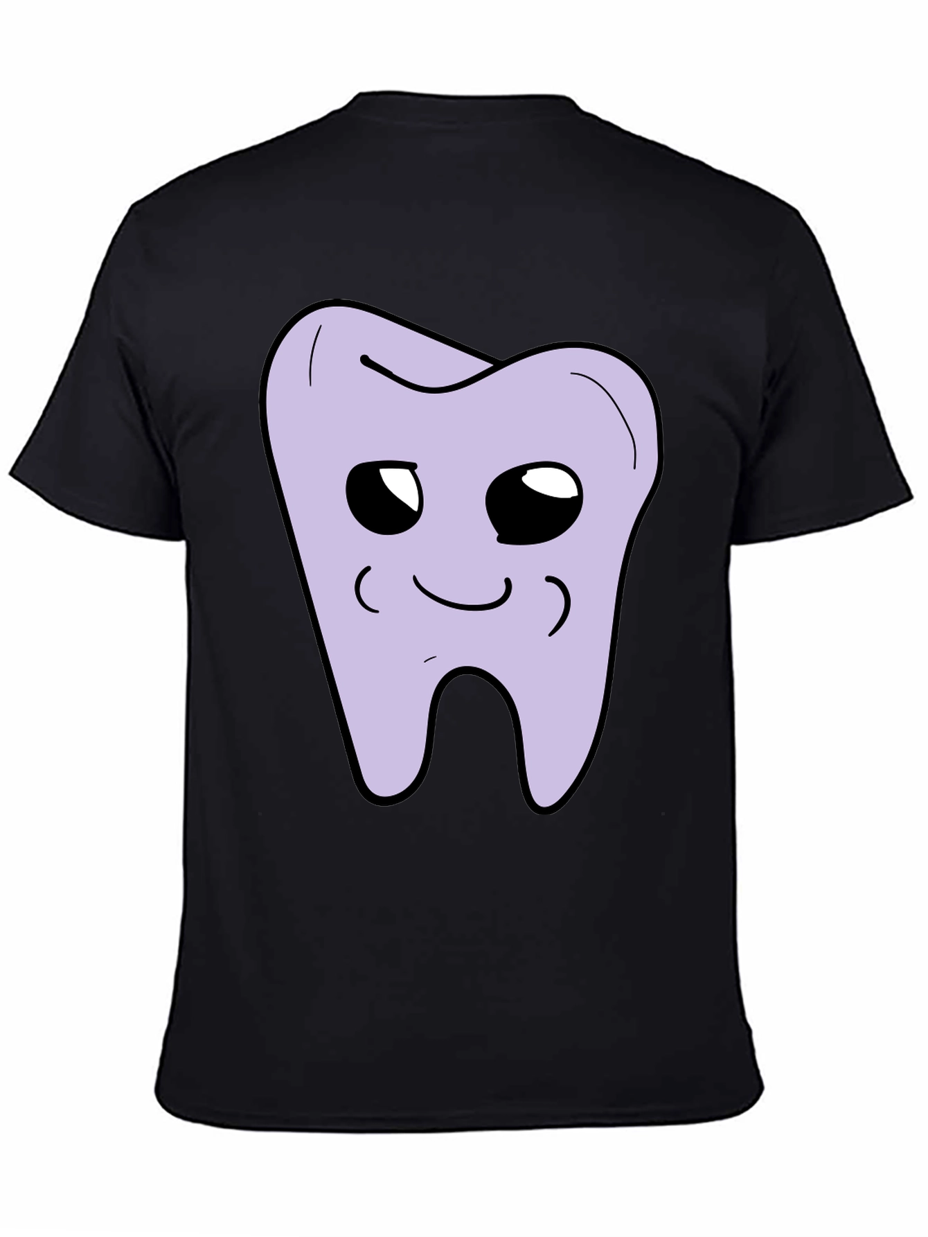 Cute Tooth Graphic Black T-Shirt