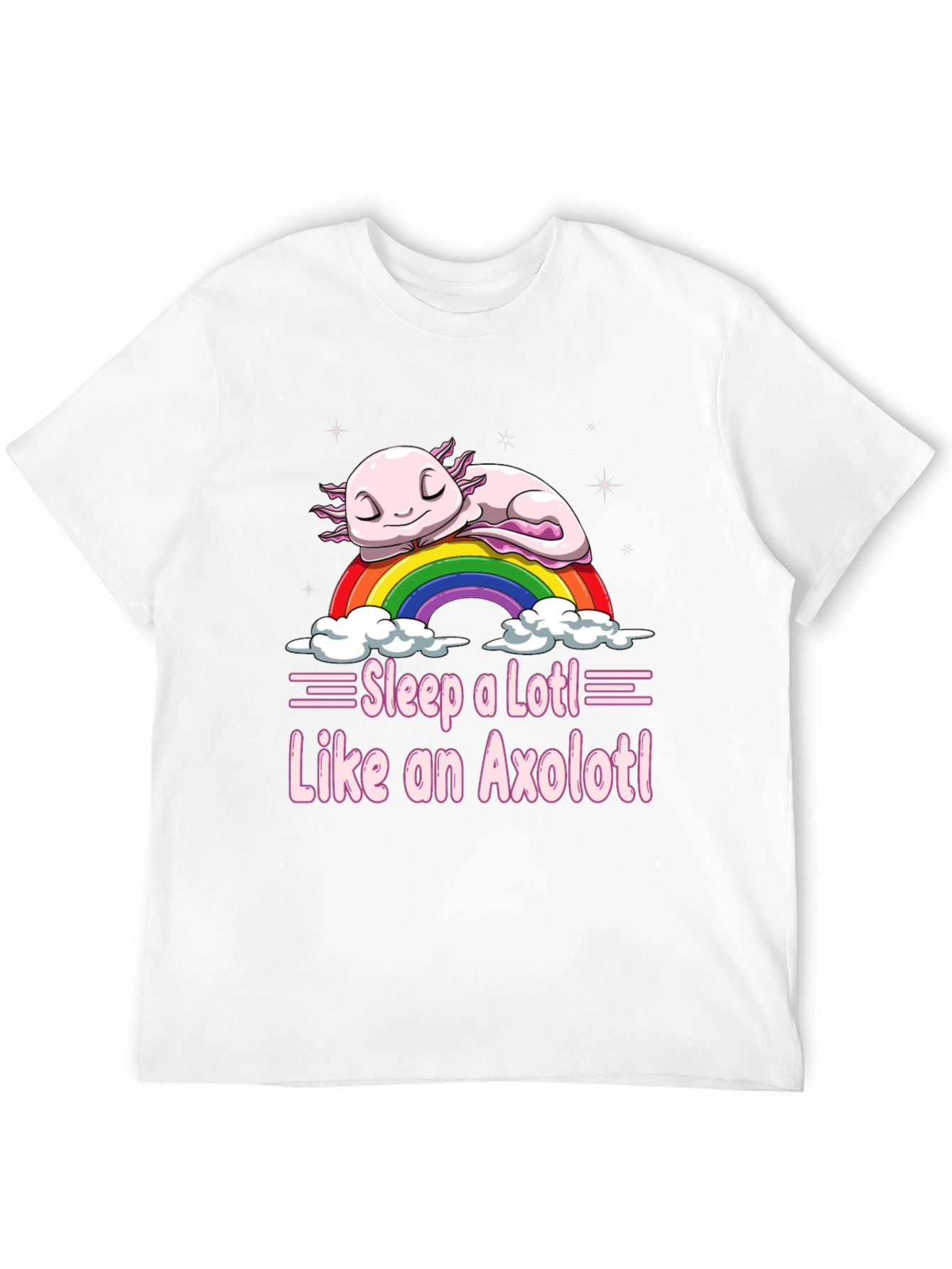 Sleepy Axolotl T-Shirt - Cute Rainbow Design