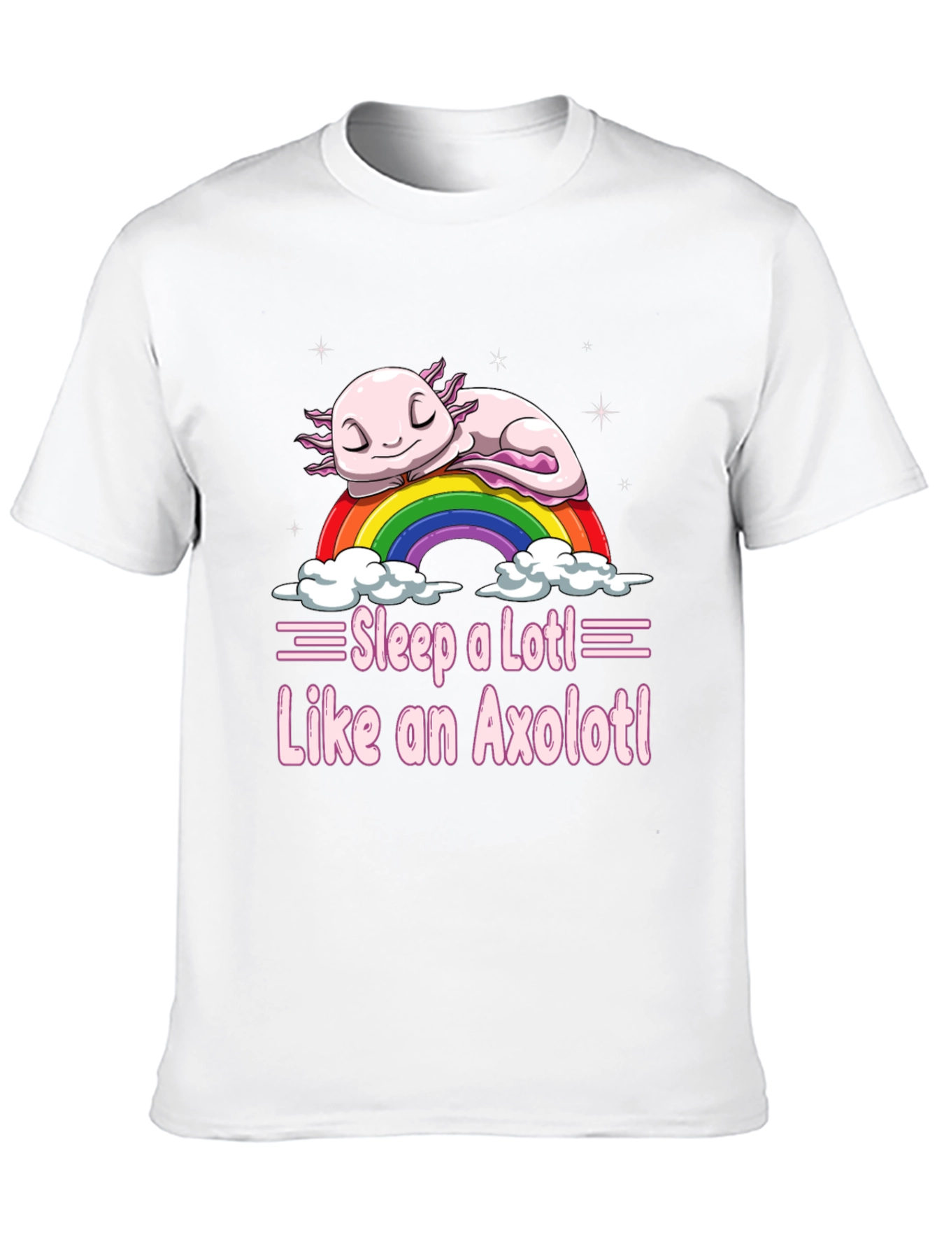 Sleepy Axolotl T-Shirt - Cute Rainbow Design