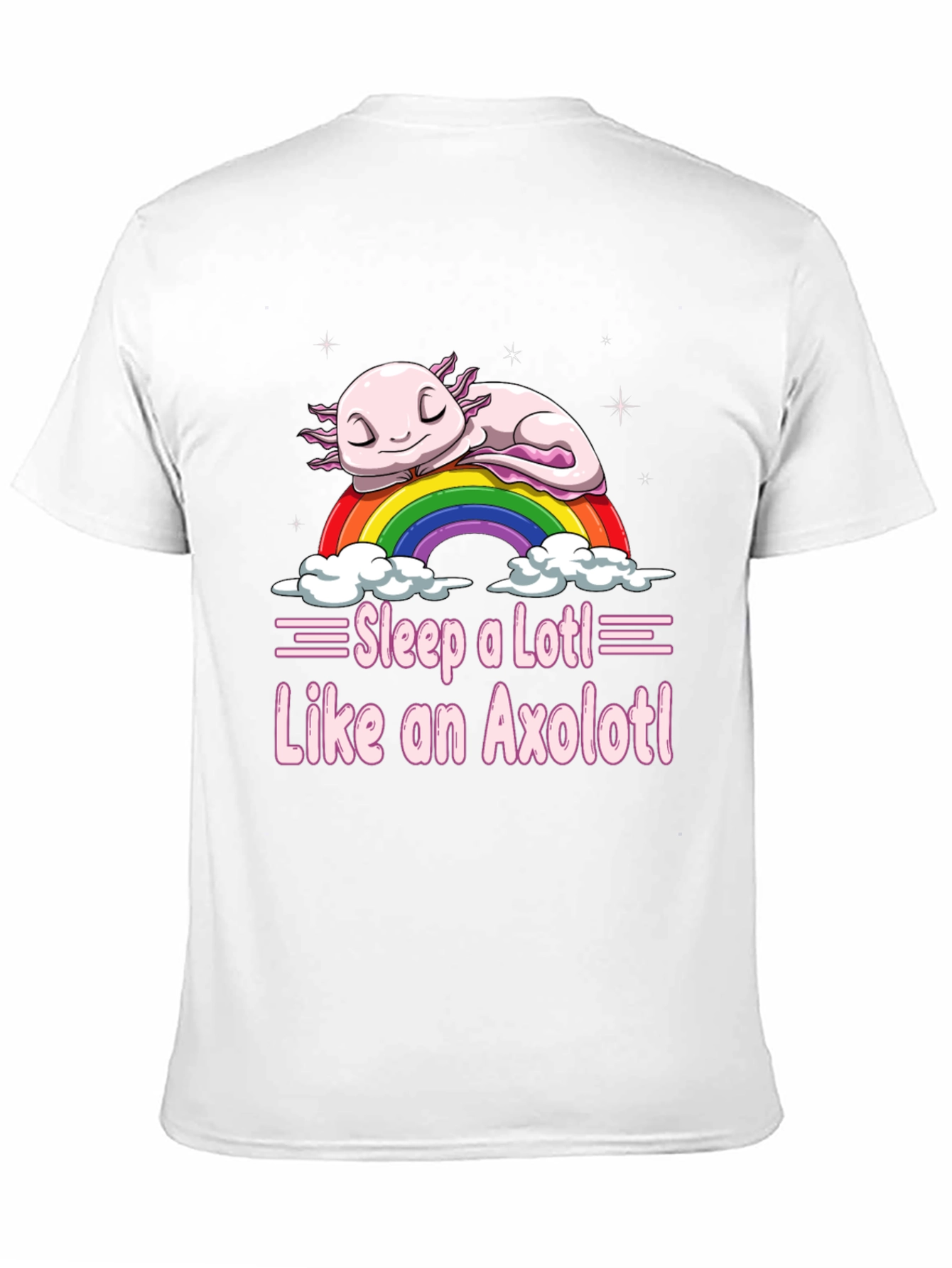 Sleepy Axolotl T-Shirt - Cute Rainbow Design