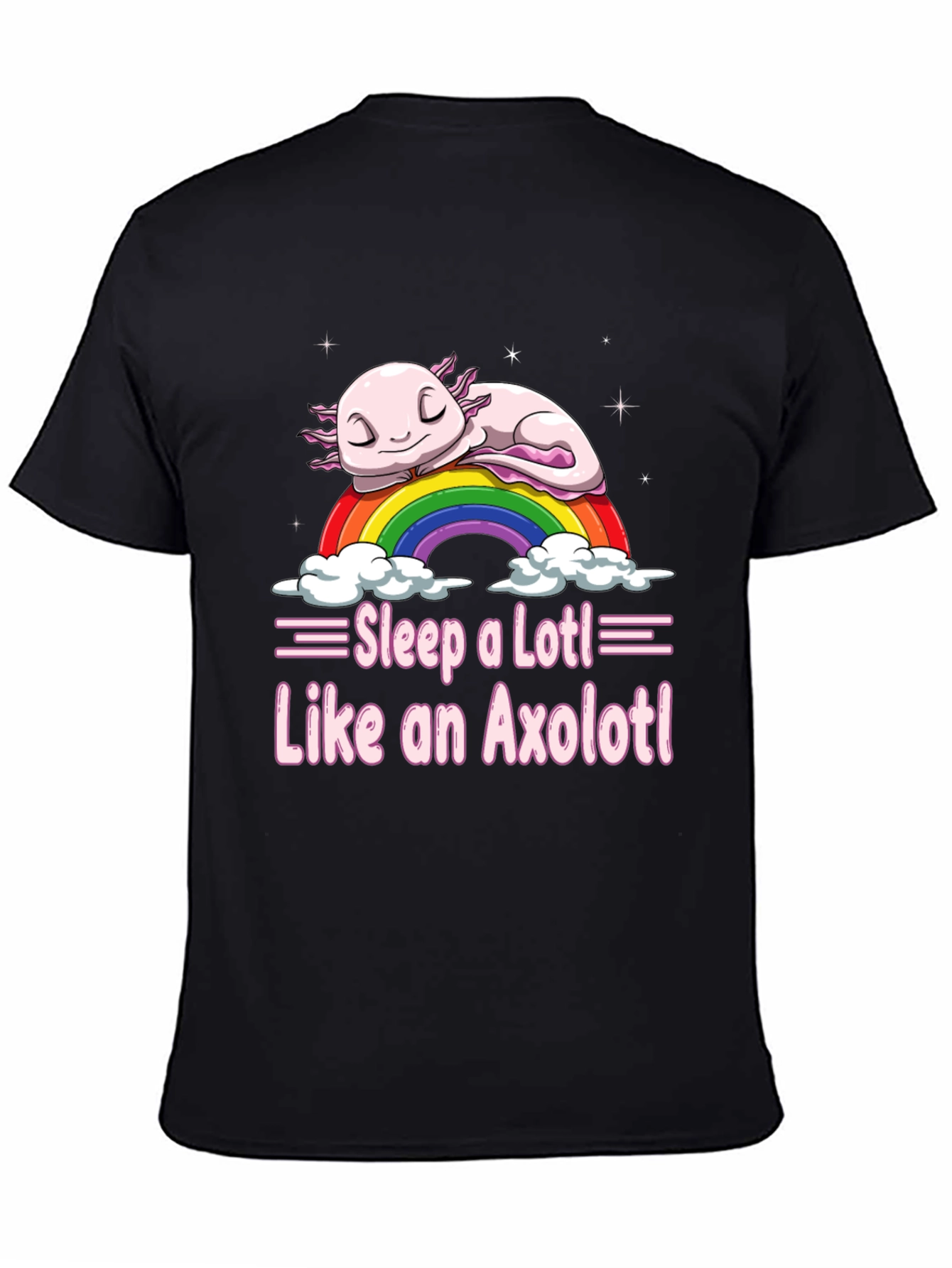 Sleepy Axolotl T-Shirt - Cute Rainbow Design