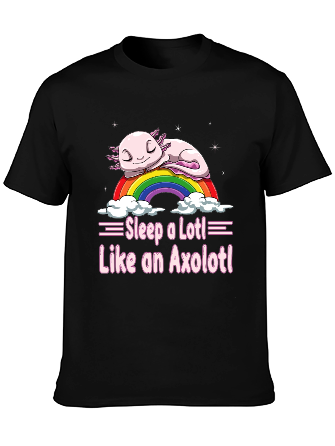 Sleepy Axolotl T-Shirt - Cute Rainbow Design