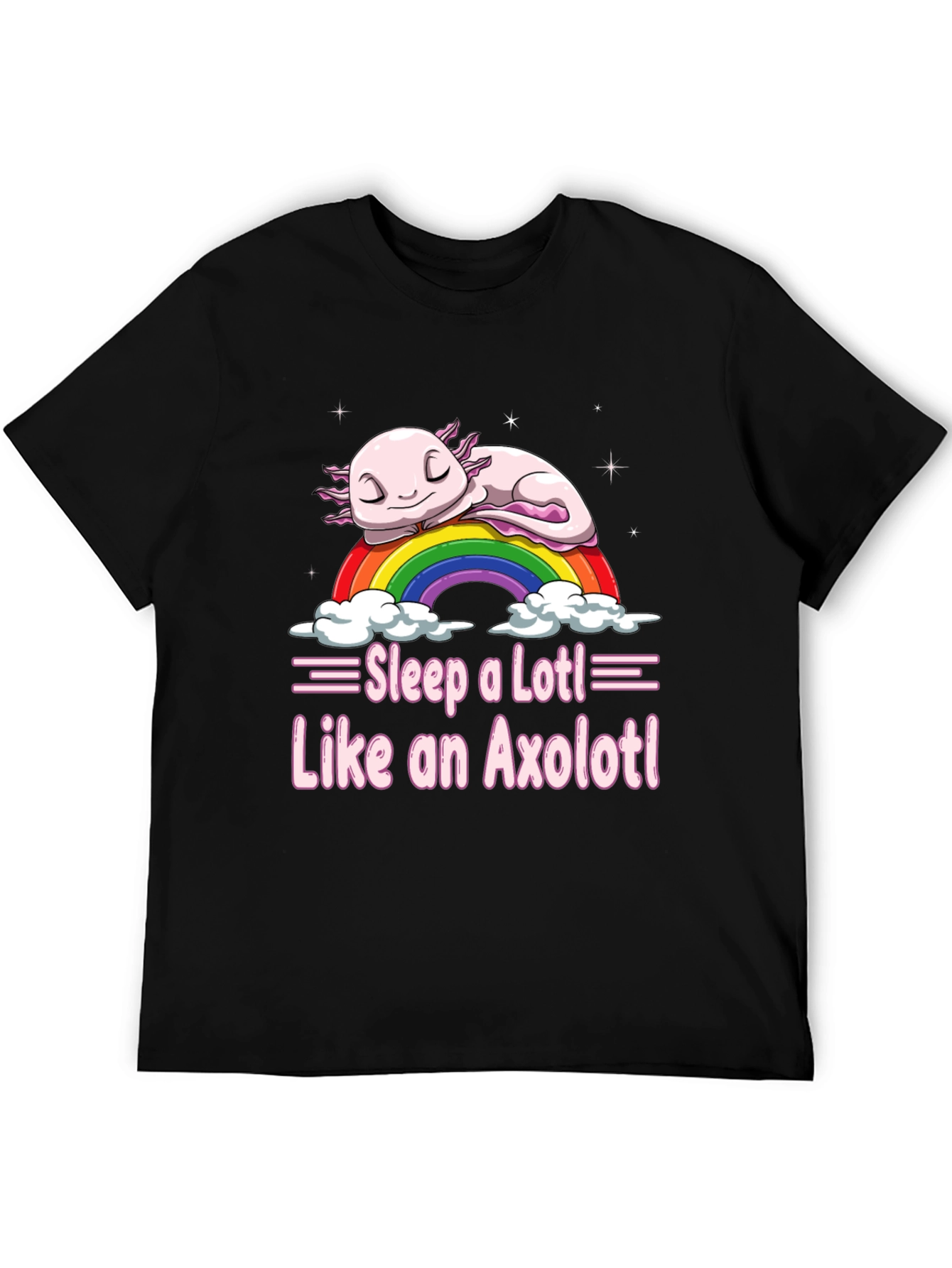 Sleepy Axolotl T-Shirt - Cute Rainbow Design
