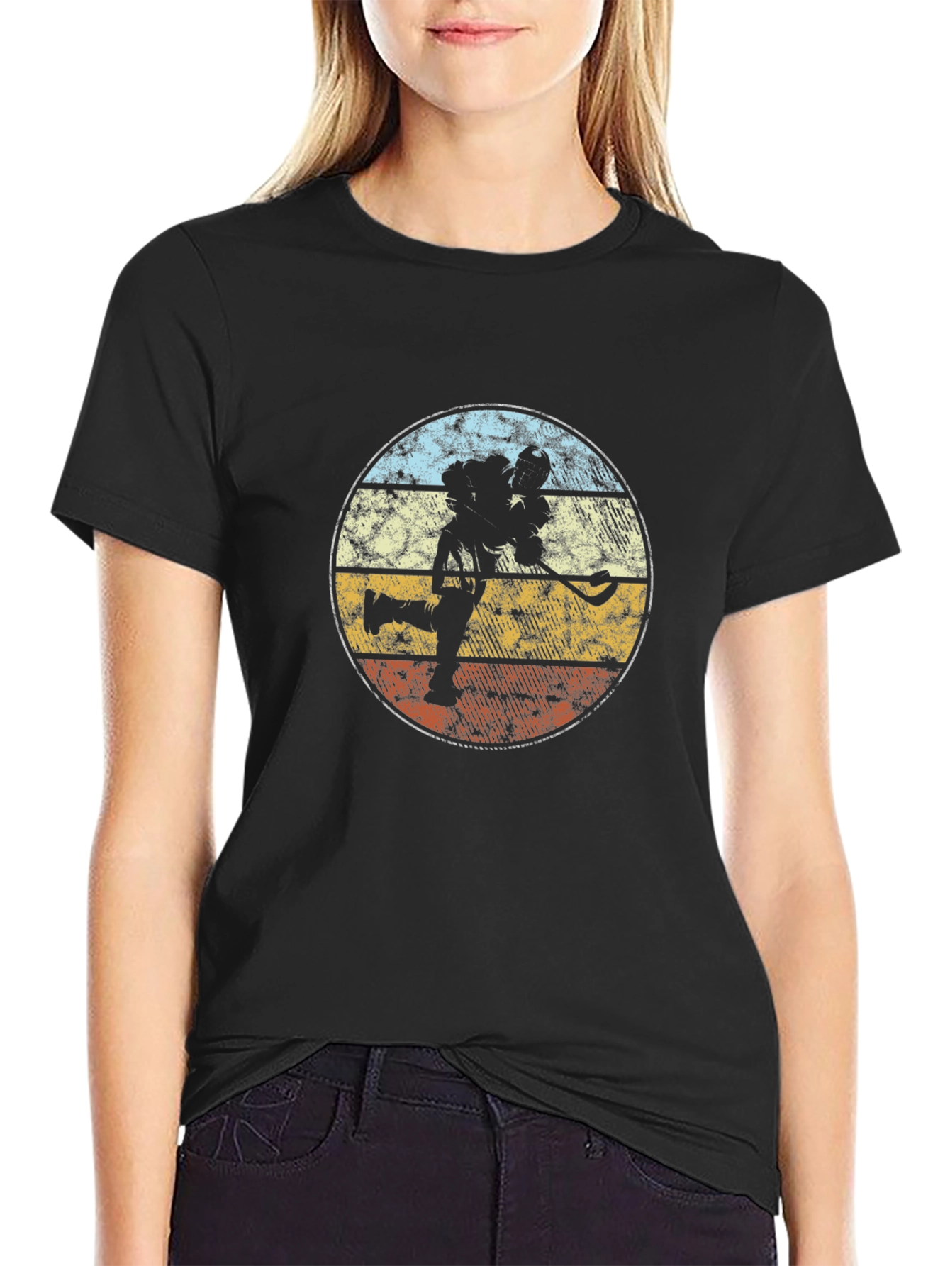 Lacrosse Player Retro Graphic T-Shirt