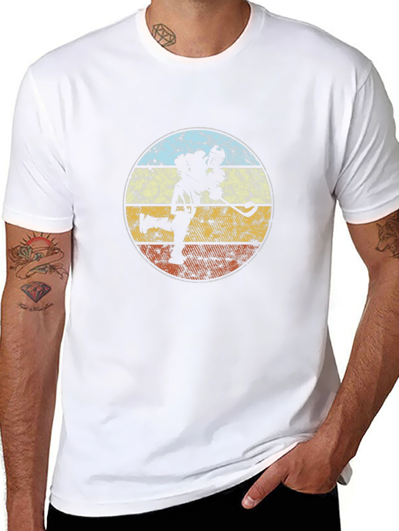 Lacrosse Player Retro Graphic T-Shirt