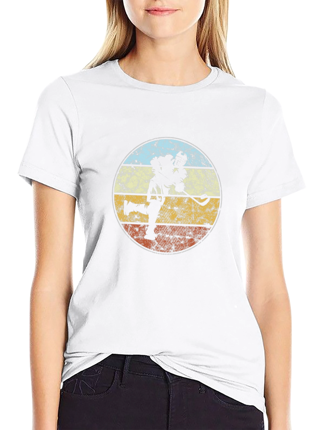 Lacrosse Player Retro Graphic T-Shirt