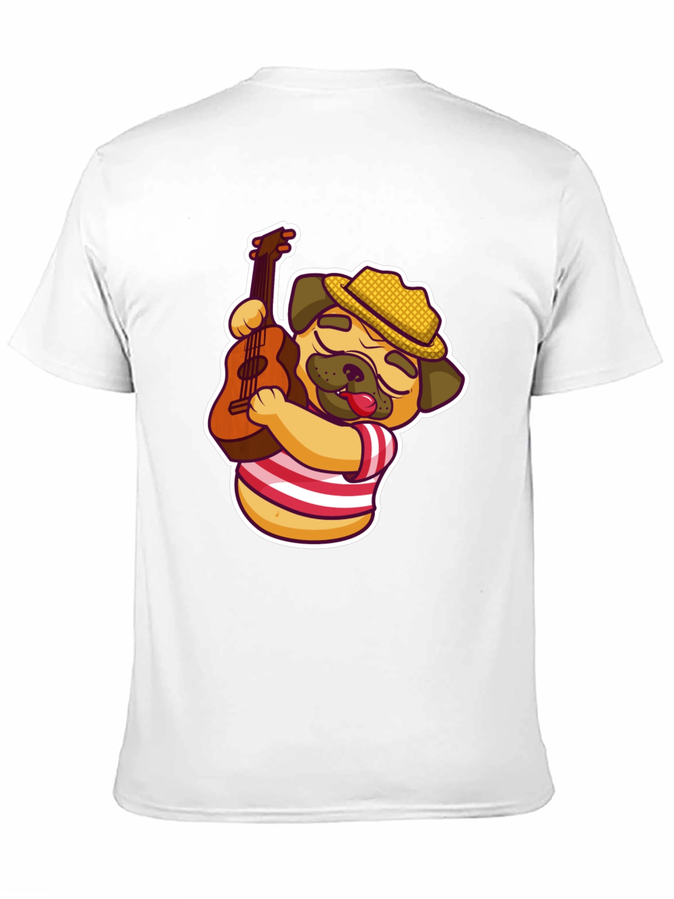 Cool Pug Guitarist T-Shirt - Black