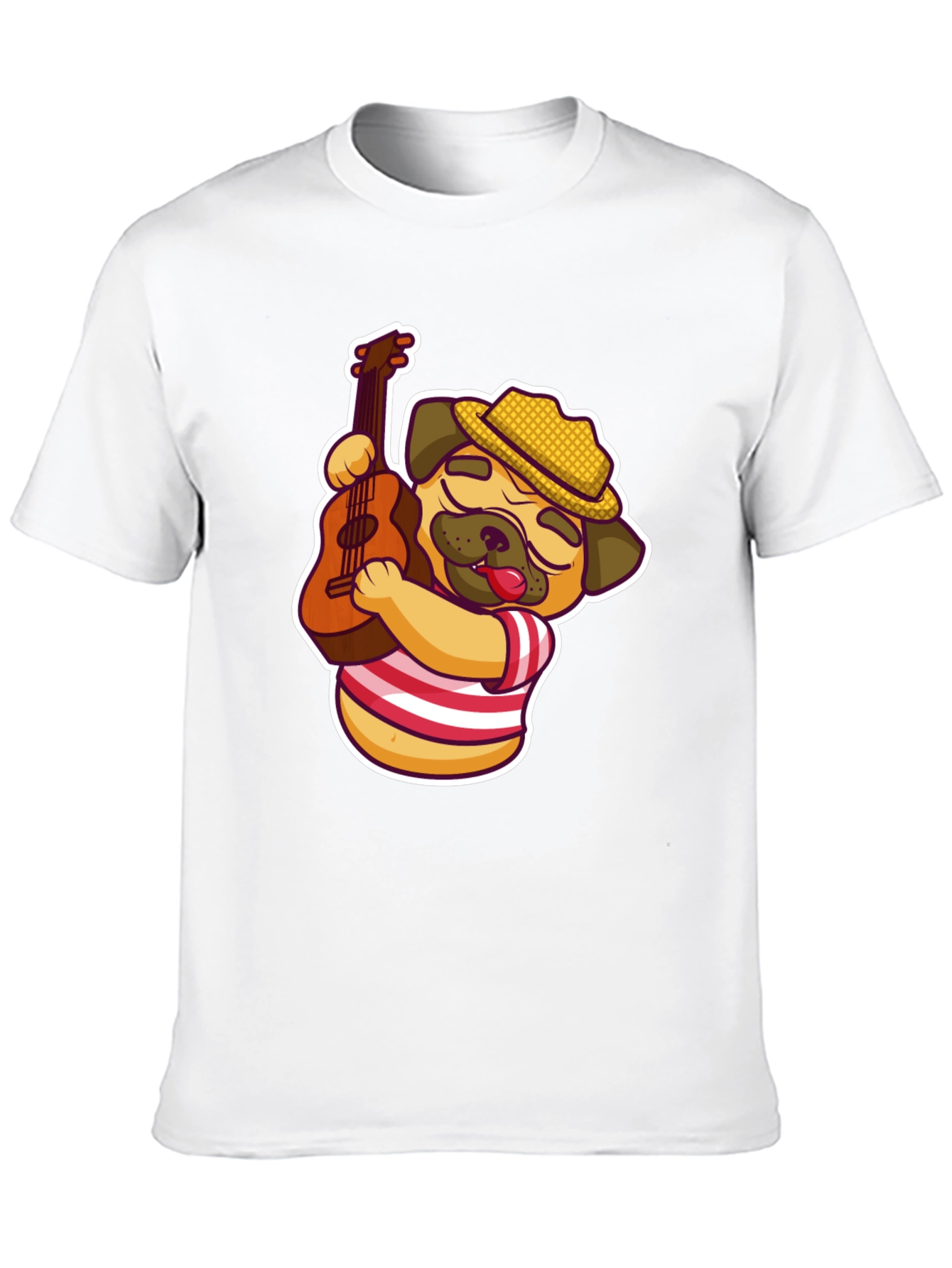 Cool Pug Guitarist T-Shirt - Black