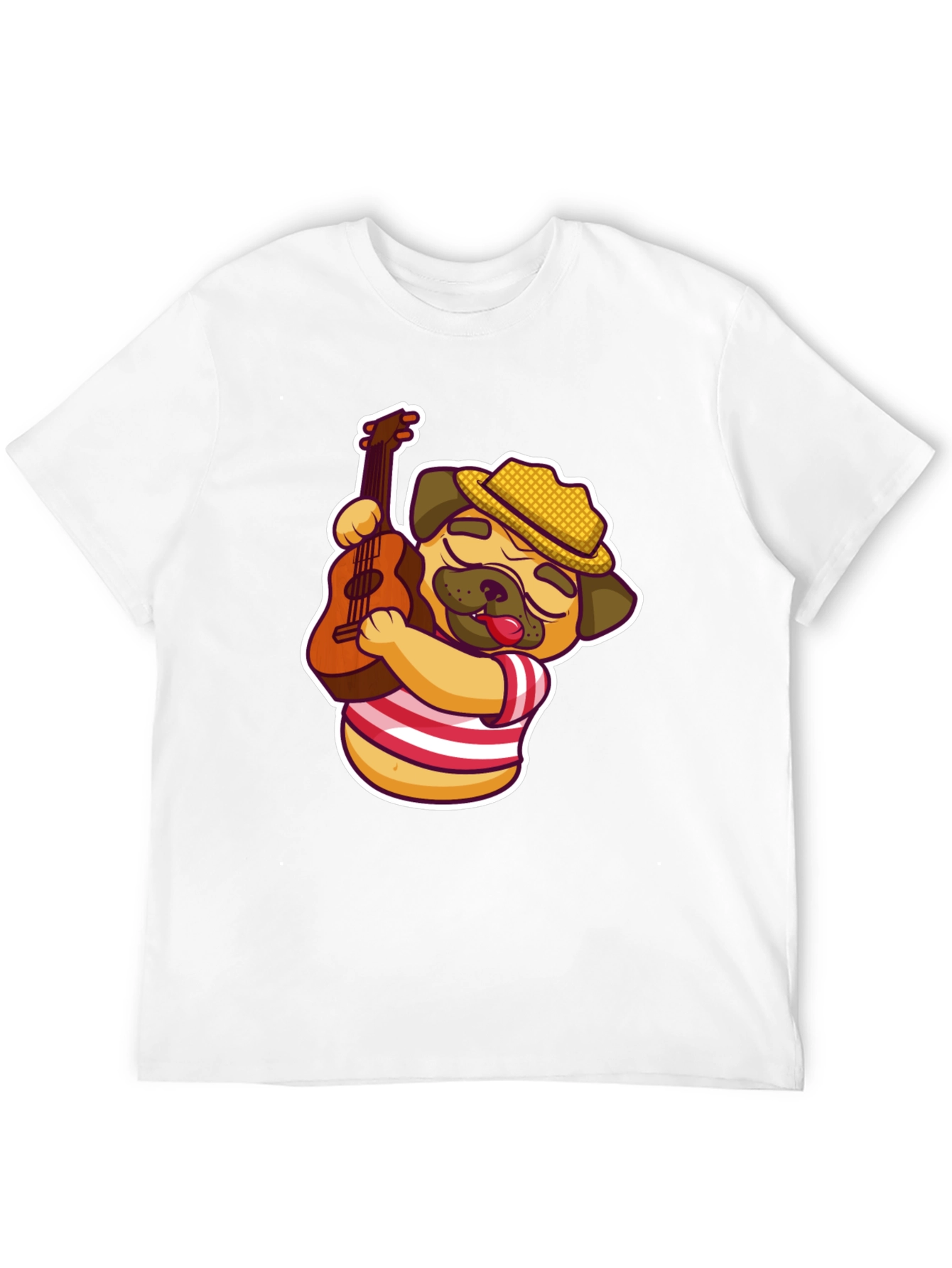 Cool Pug Guitarist T-Shirt - Black