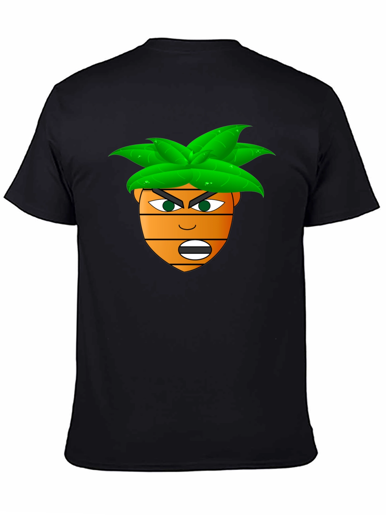 Funny Cartoon Carrot Head T-Shirt - Black