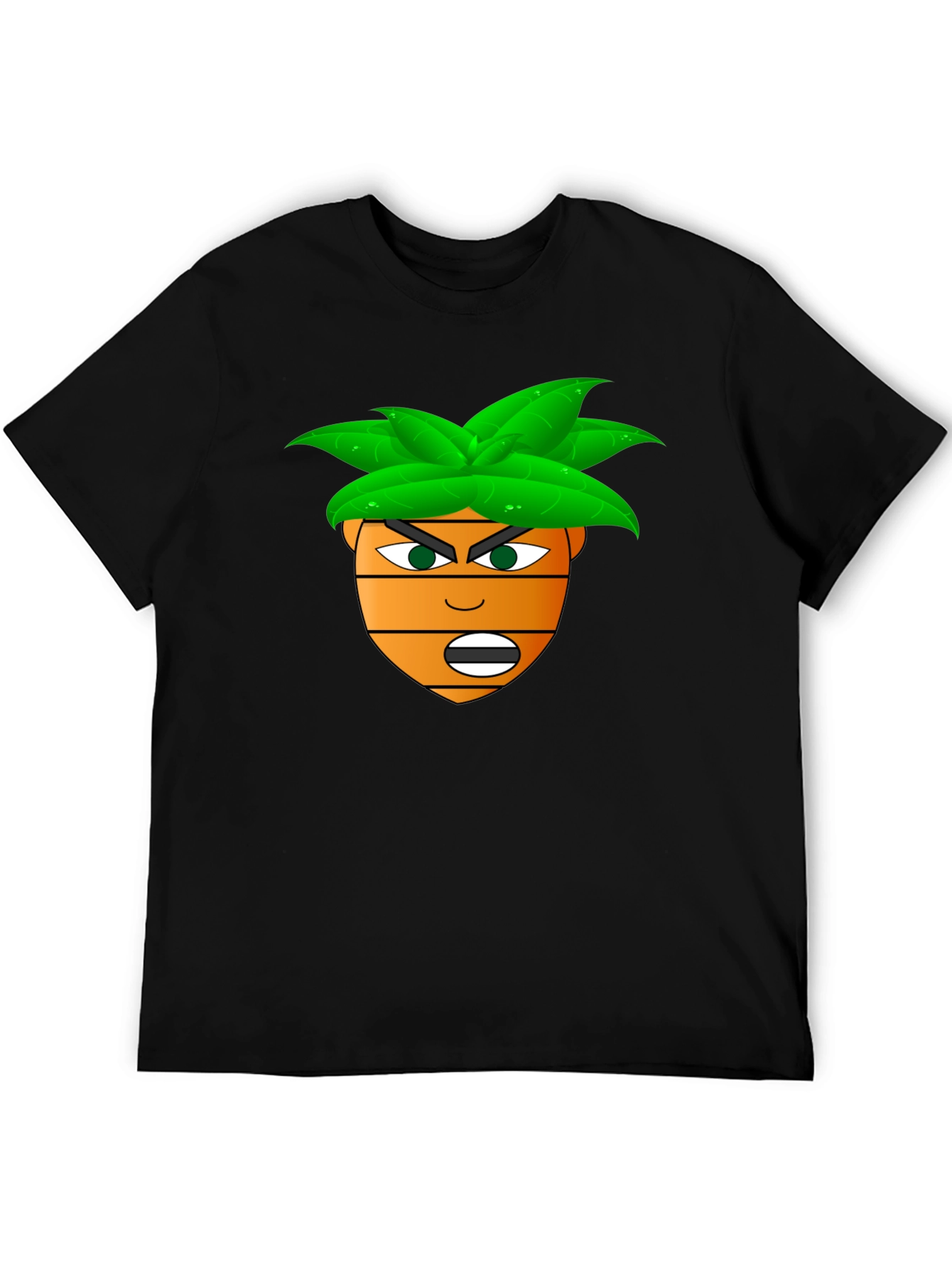 Funny Cartoon Carrot Head T-Shirt - Black