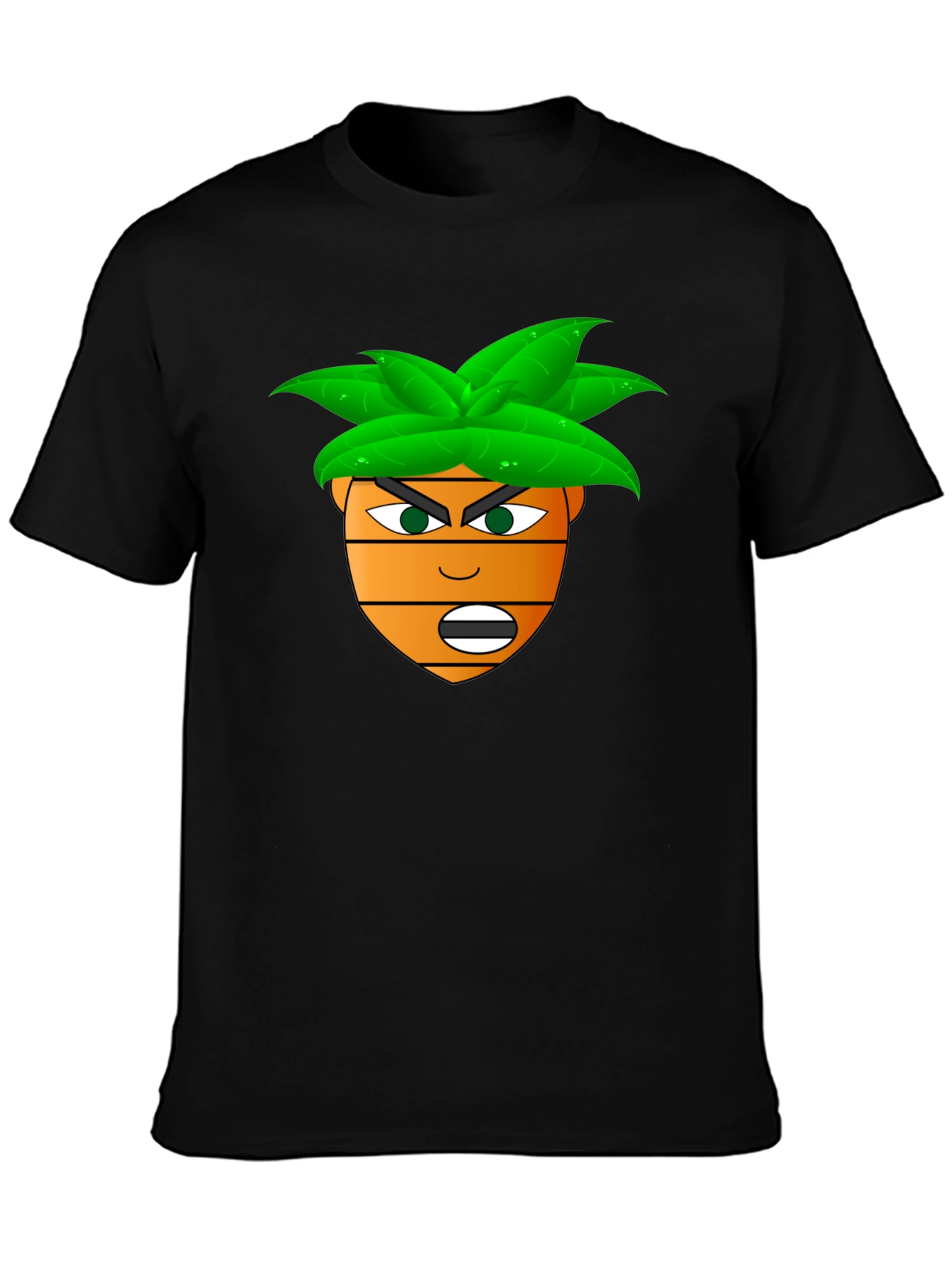 Funny Cartoon Carrot Head T-Shirt - Black