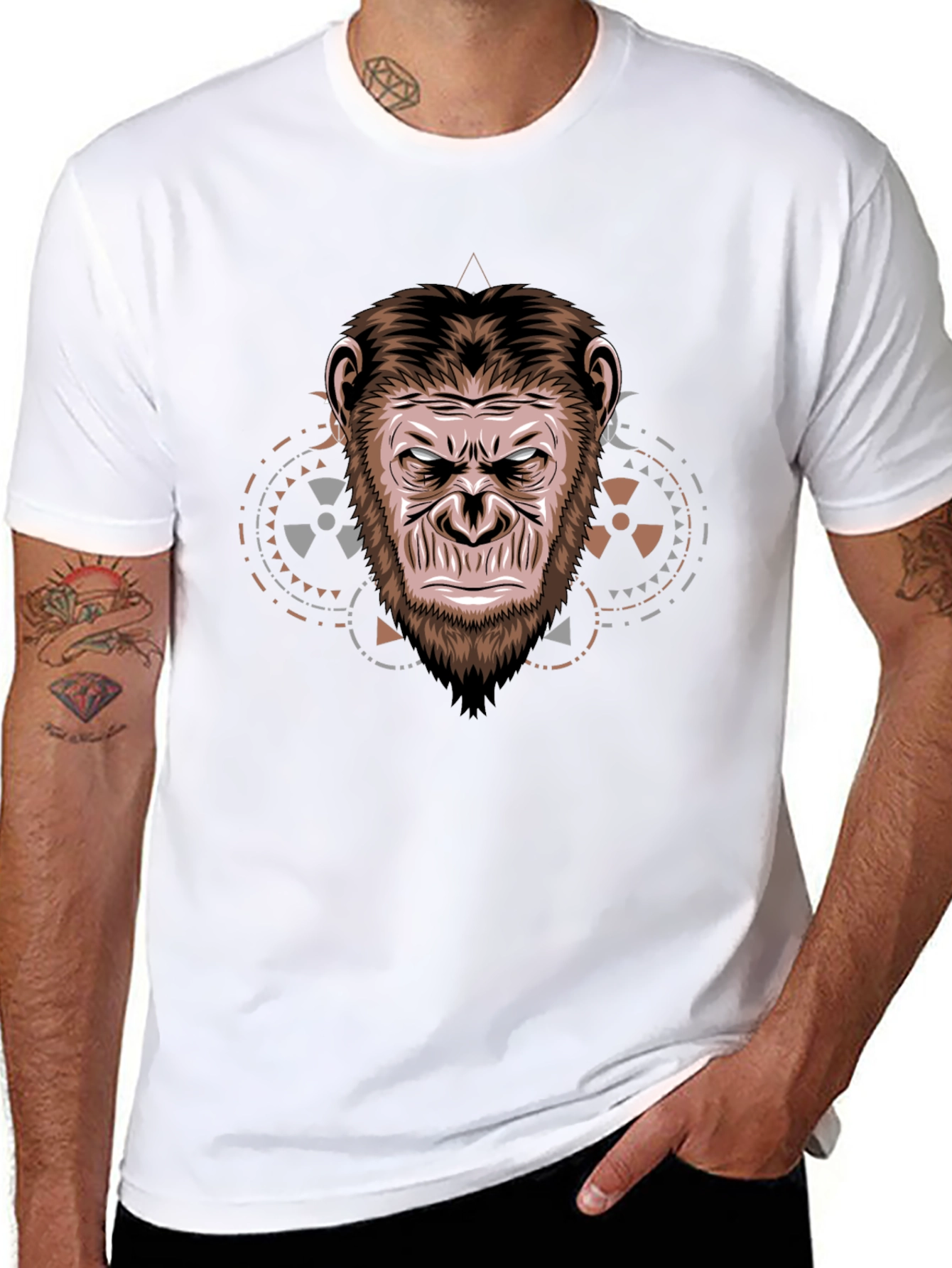 Ape Face Graphic T-Shirt - Cool Animal Design