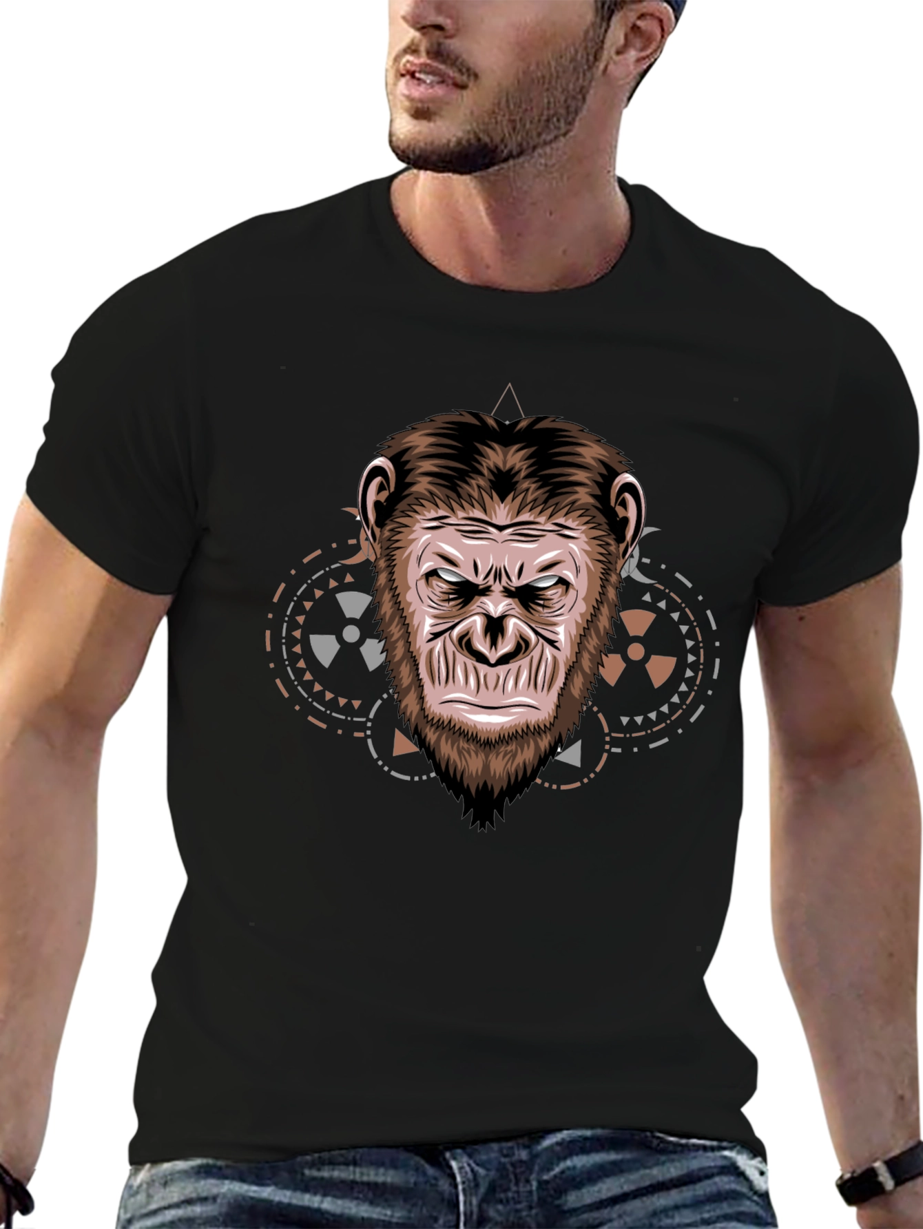 Ape Face Graphic T-Shirt - Cool Animal Design