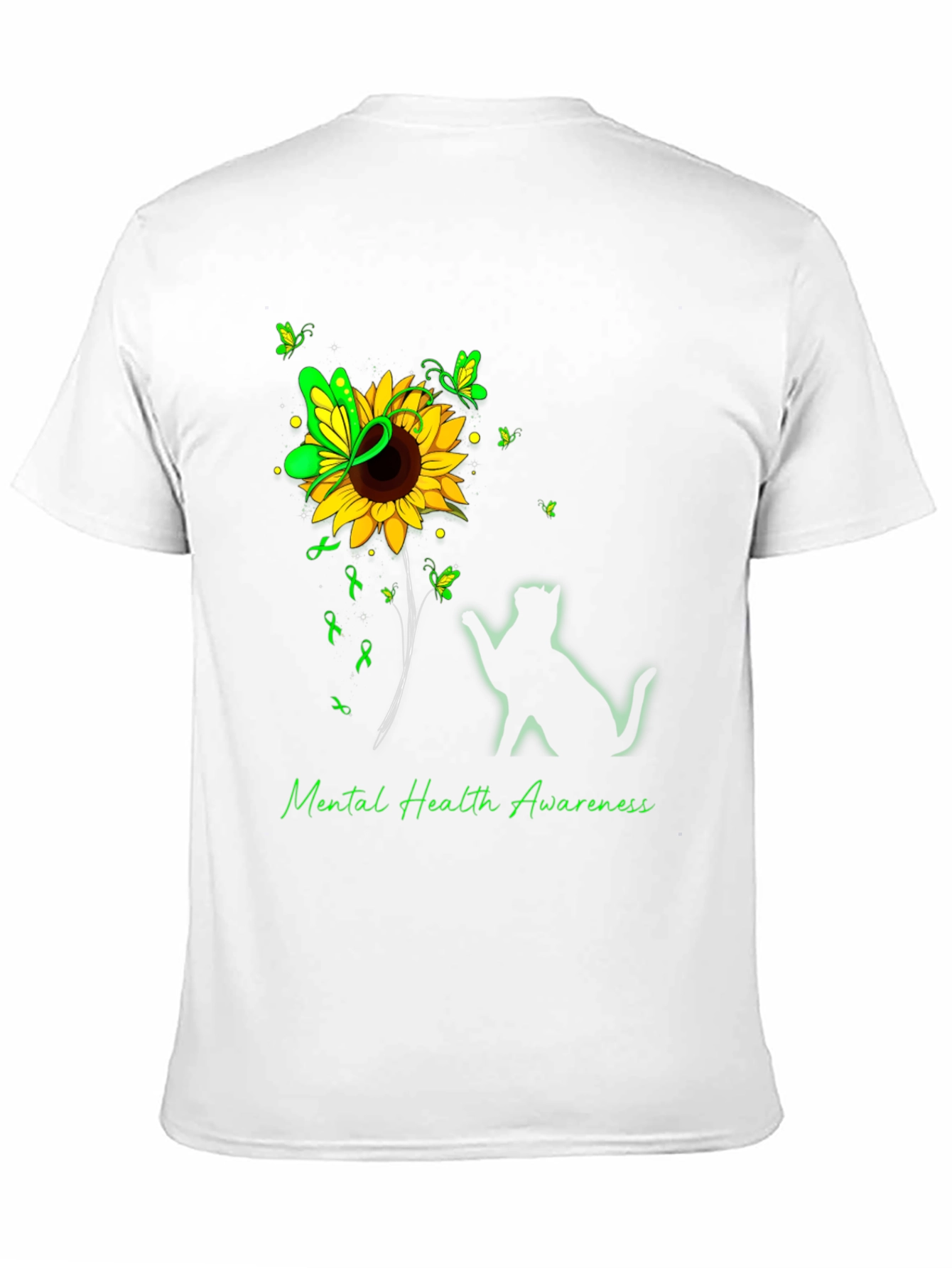 Mental Health Awareness Sunflower Cat T-Shirt