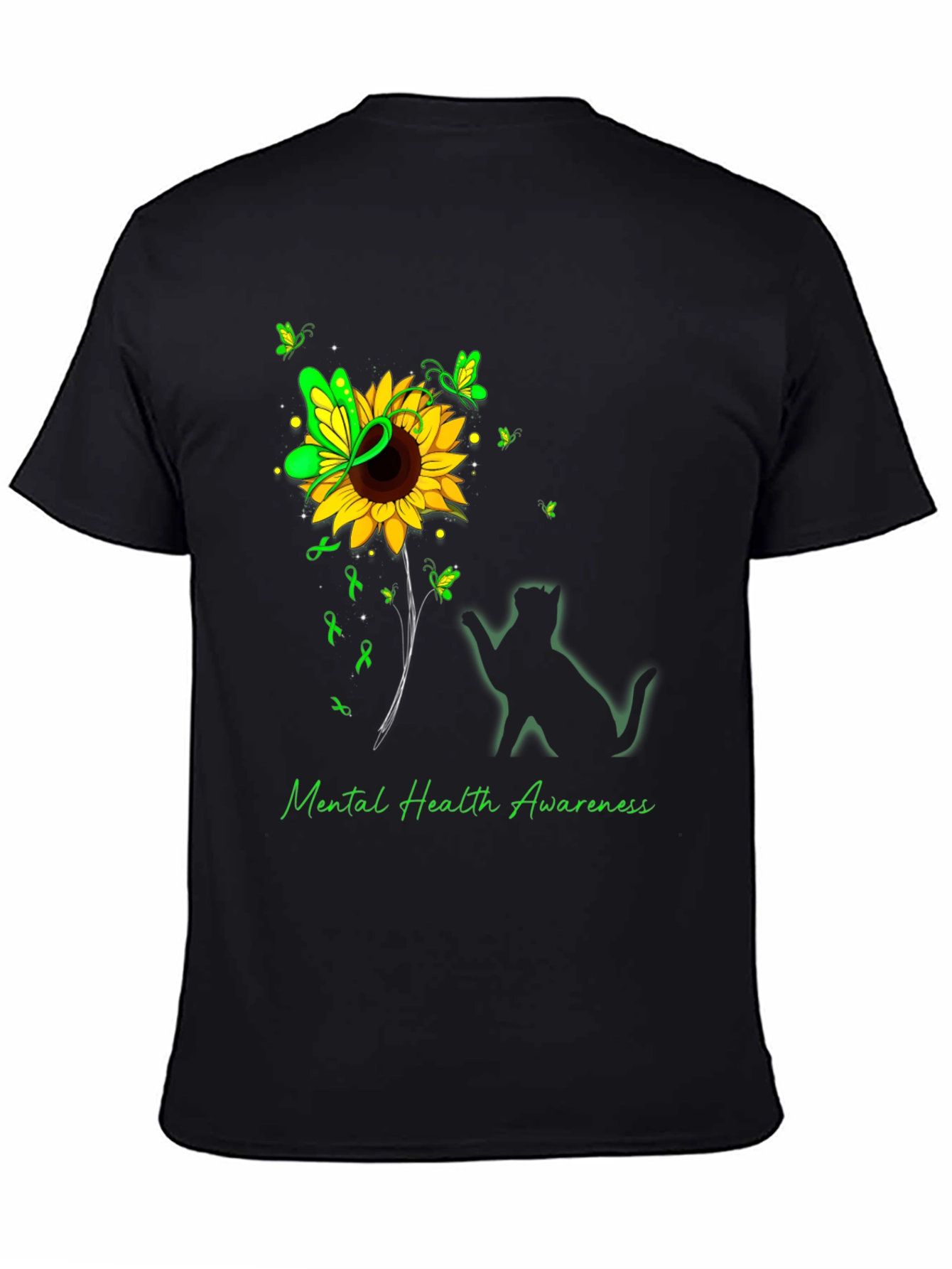 Mental Health Awareness Sunflower Cat T-Shirt