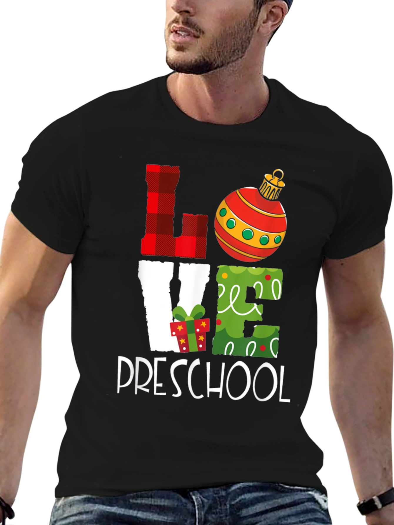 Love Preschool Christmas T-Shirt - Holiday Teacher Gift