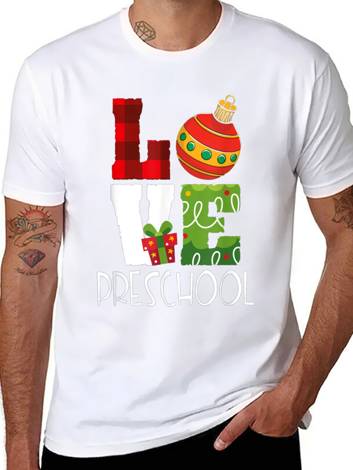 Love Preschool Christmas T-Shirt - Holiday Teacher Gift