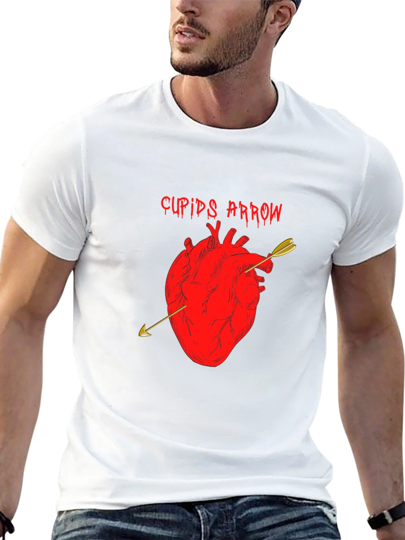 Cupids Arrow Heart Graphic T-Shirt - Black