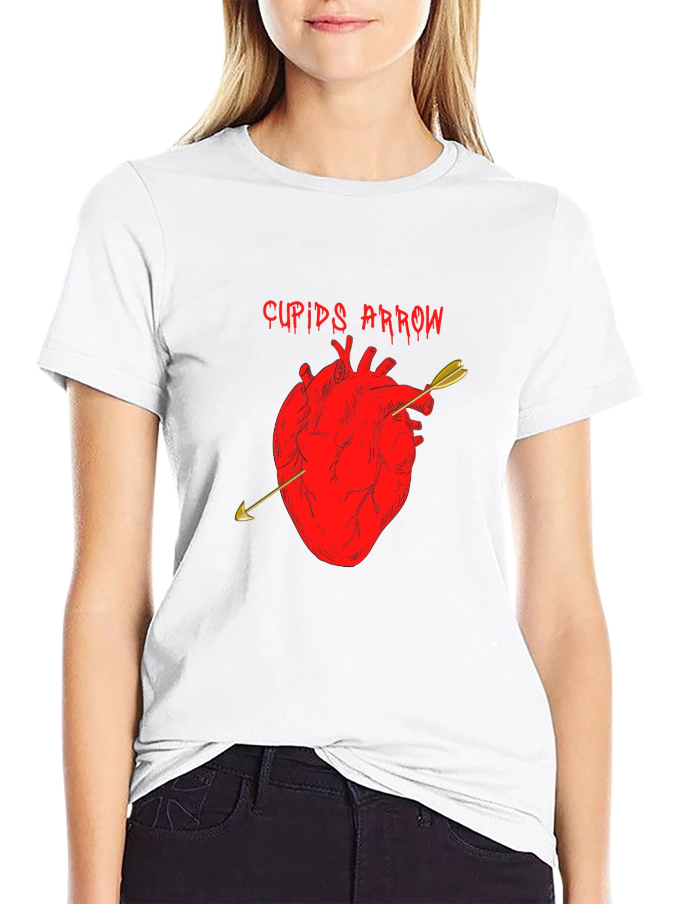 Cupids Arrow Heart Graphic T-Shirt - Black