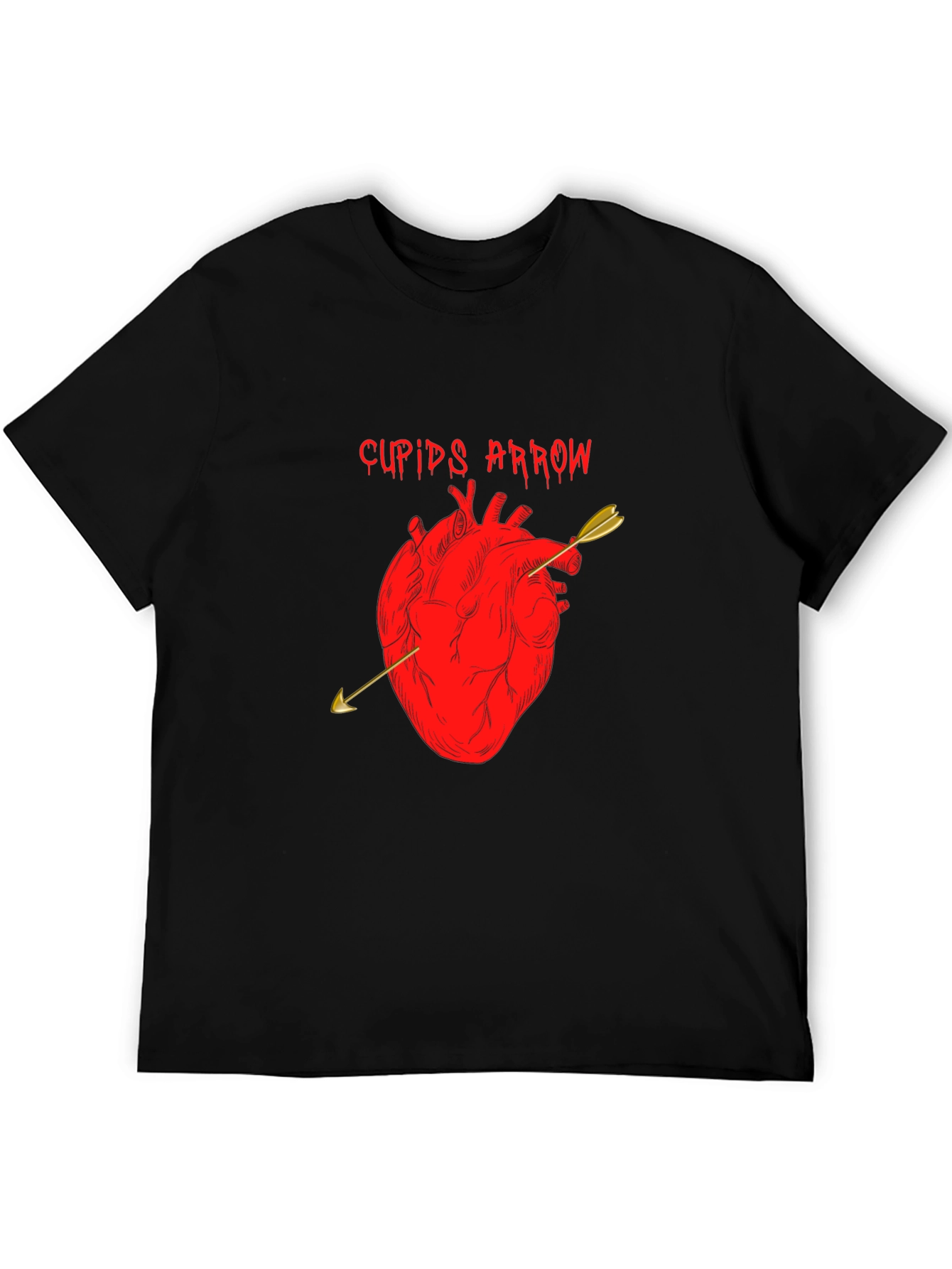 Cupids Arrow Heart Graphic T-Shirt - Black