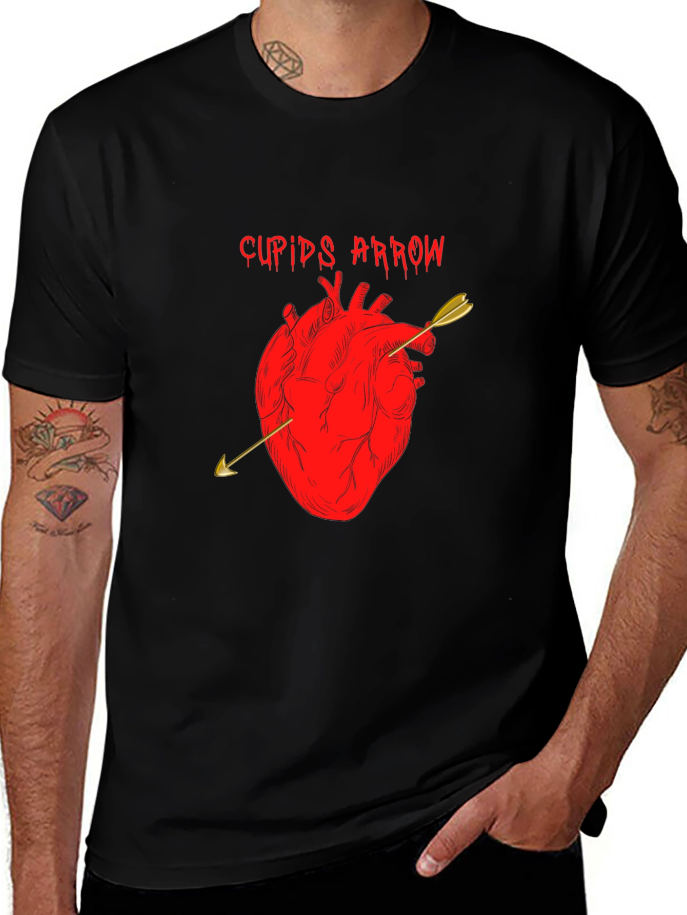 Cupids Arrow Heart Graphic T-Shirt - Black