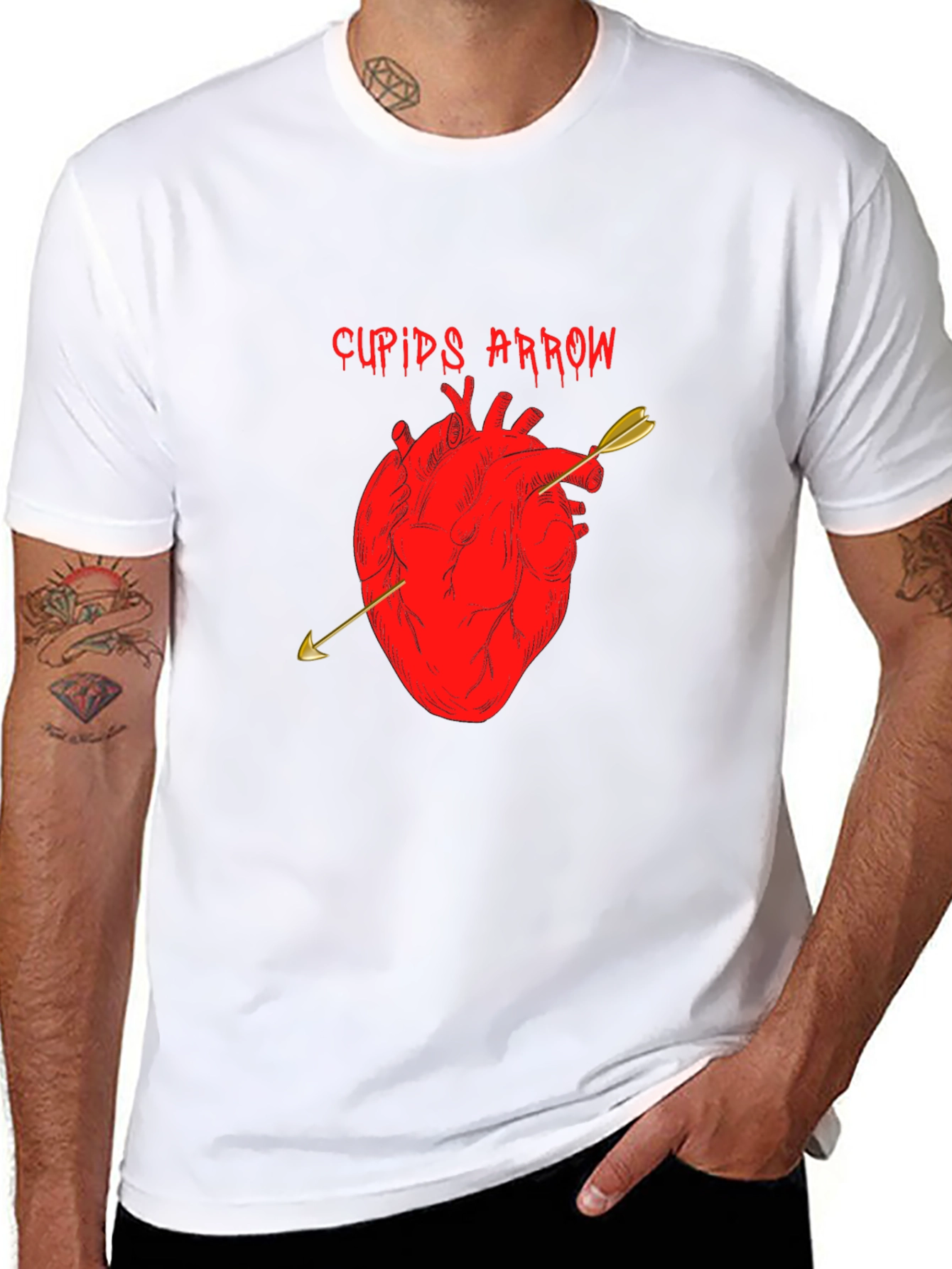 Cupids Arrow Heart Graphic T-Shirt - Black
