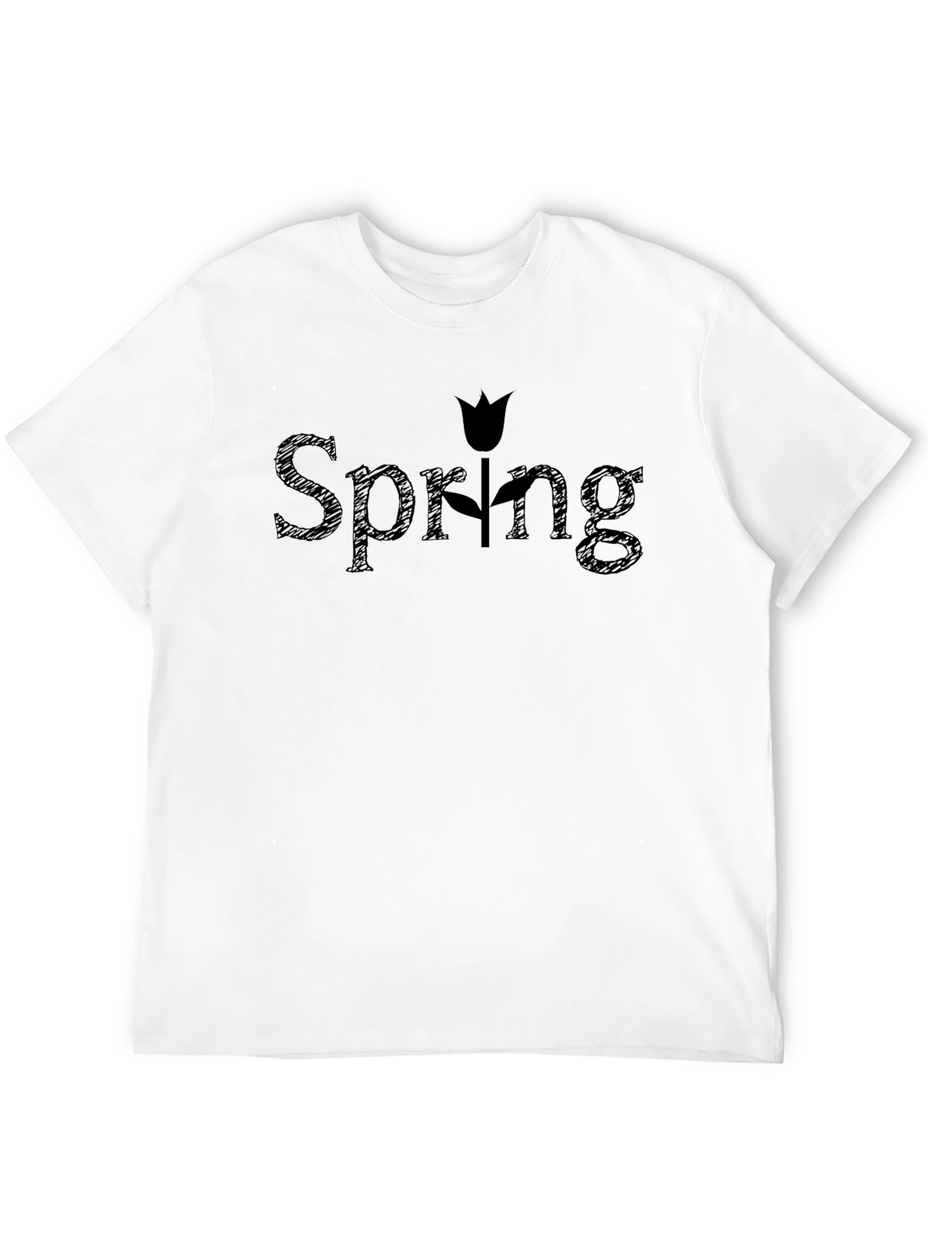 Spring Tulip Graphic Black T-Shirt