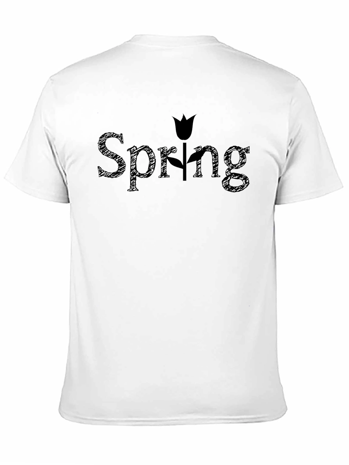 Spring Tulip Graphic Black T-Shirt