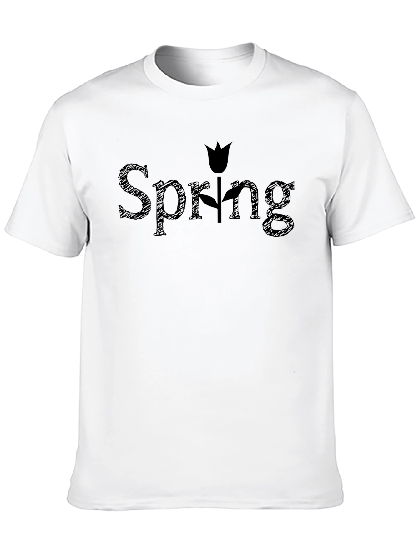 Spring Tulip Graphic Black T-Shirt