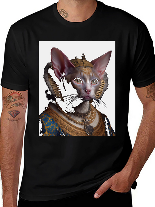 Regal Cat Portrait Black T-Shirt