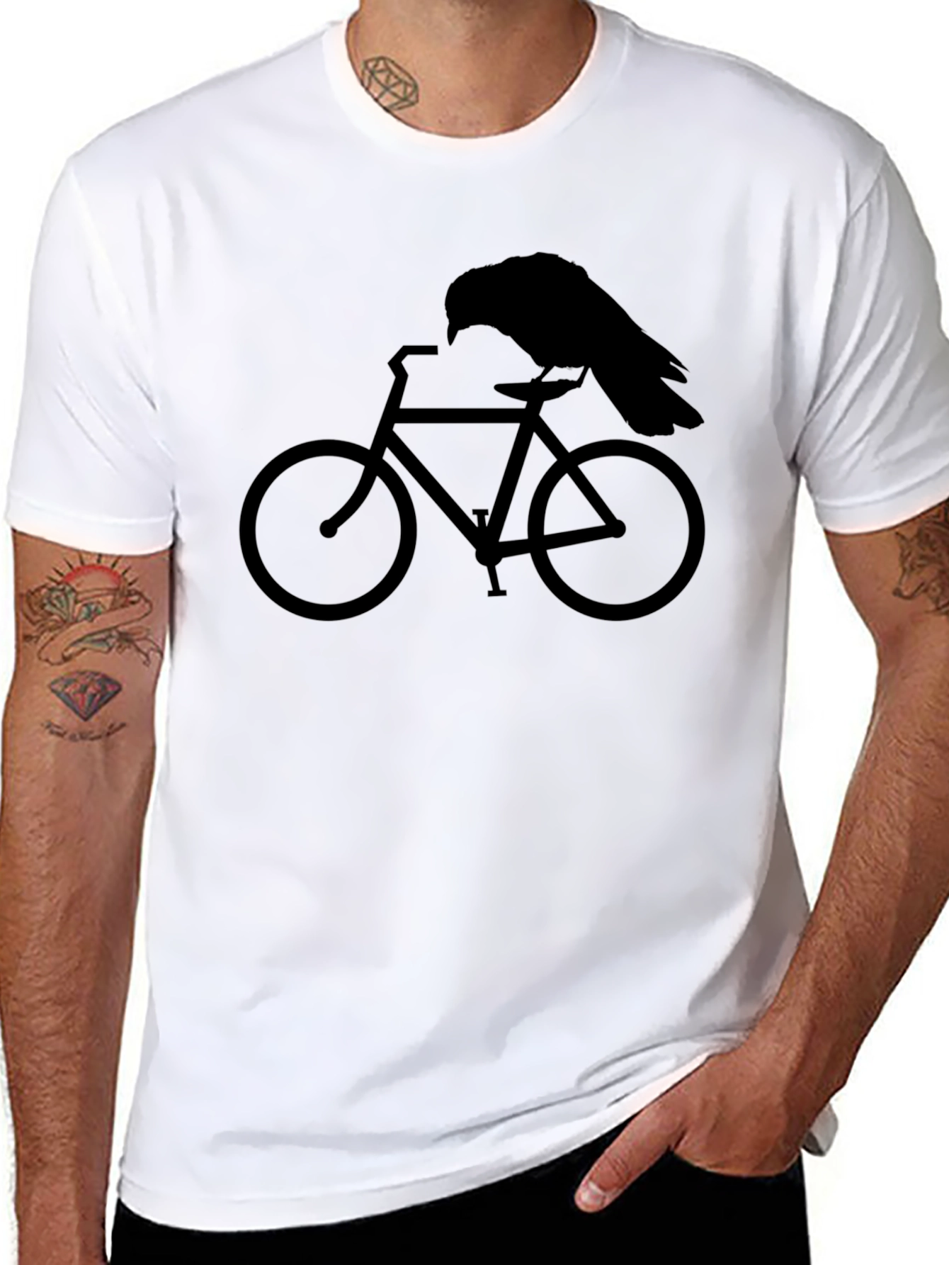 Raven on Bike Graphic Tee - Mens Black T-Shirt