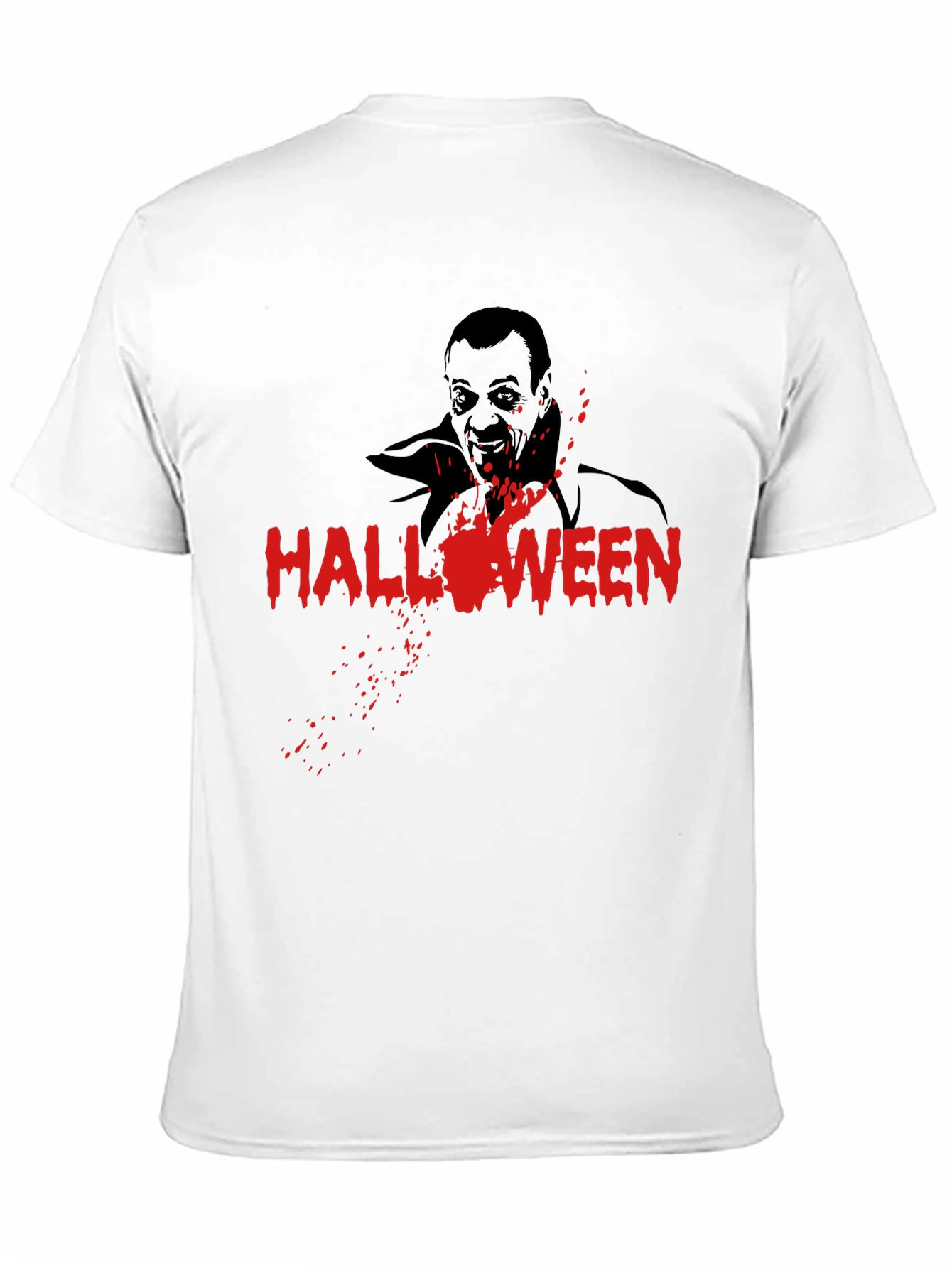 Halloween Vampire Graphic Tee - Black Cotton T-Shirt