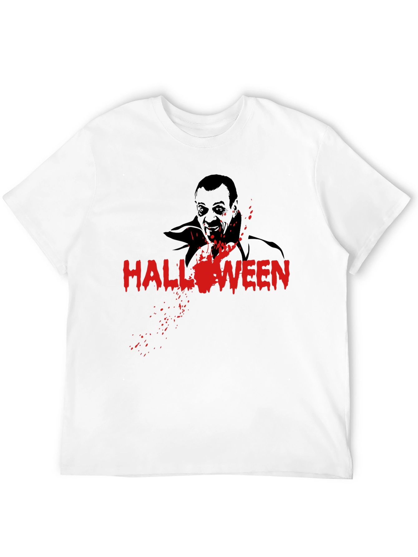 Halloween Vampire Graphic Tee - Black Cotton T-Shirt