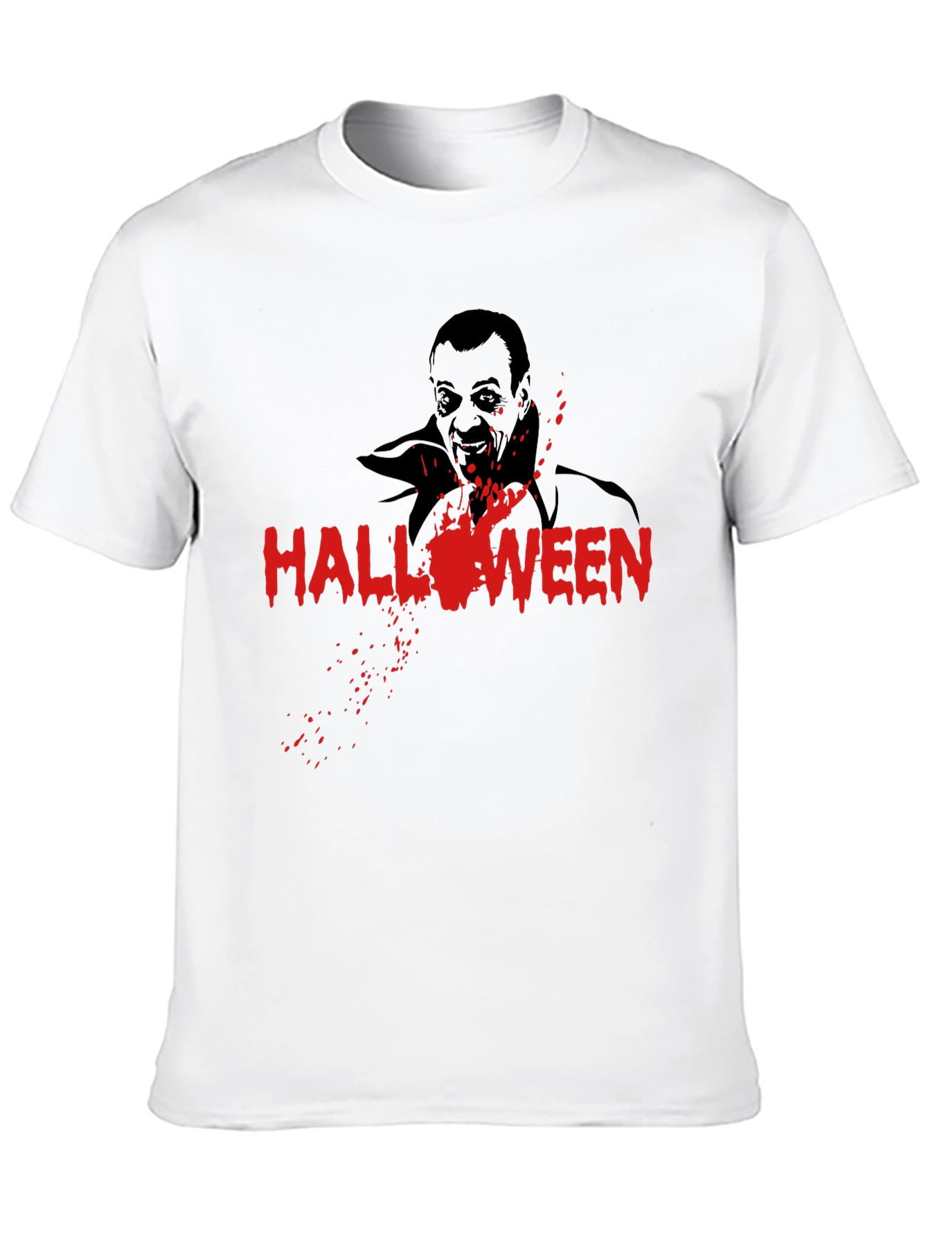 Halloween Vampire Graphic Tee - Black Cotton T-Shirt