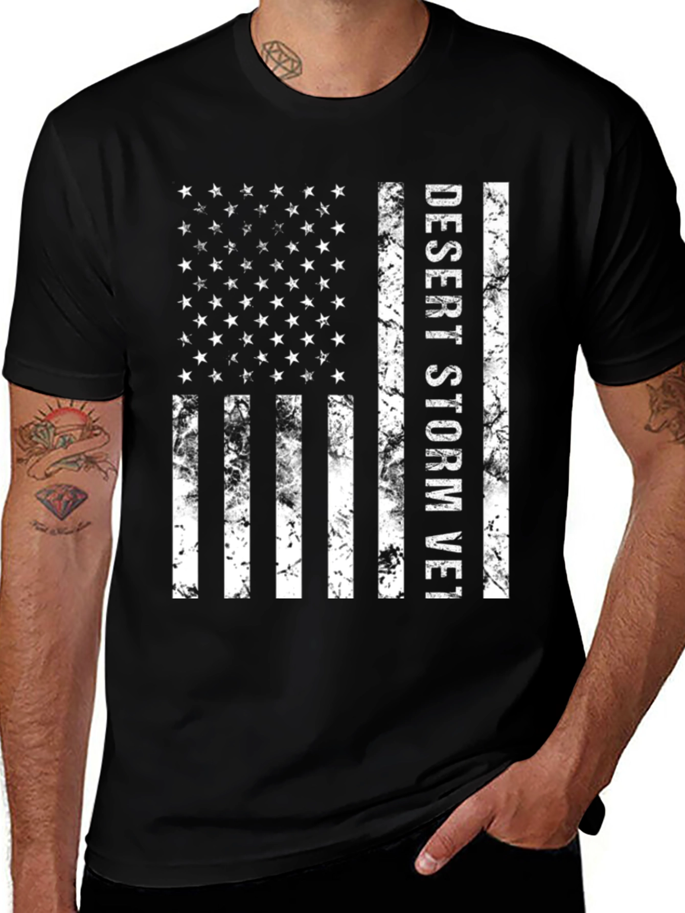 Desert Storm Vet Distressed American Flag T-Shirt