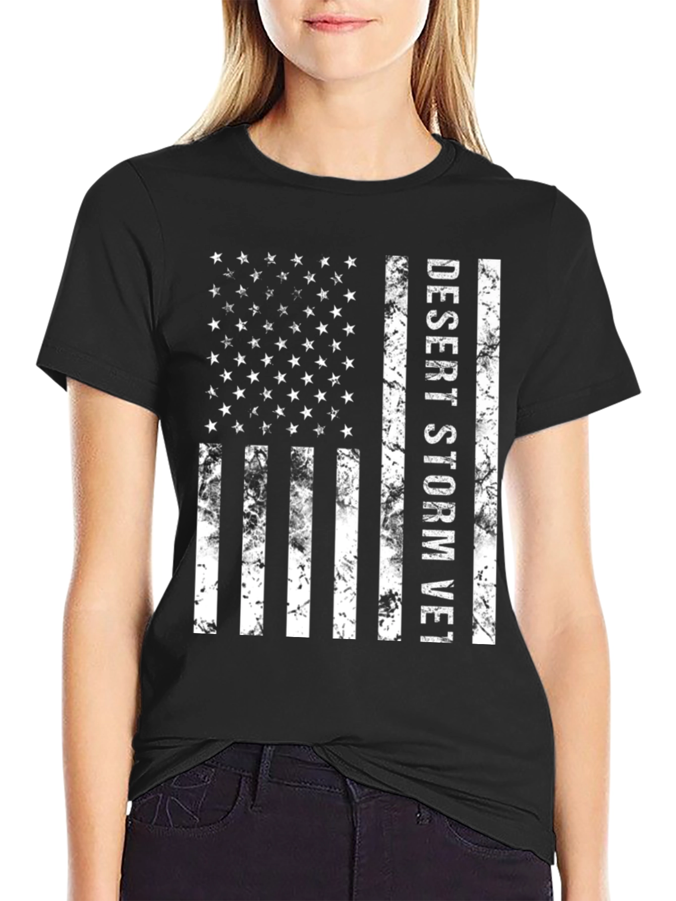 Desert Storm Vet Distressed American Flag T-Shirt