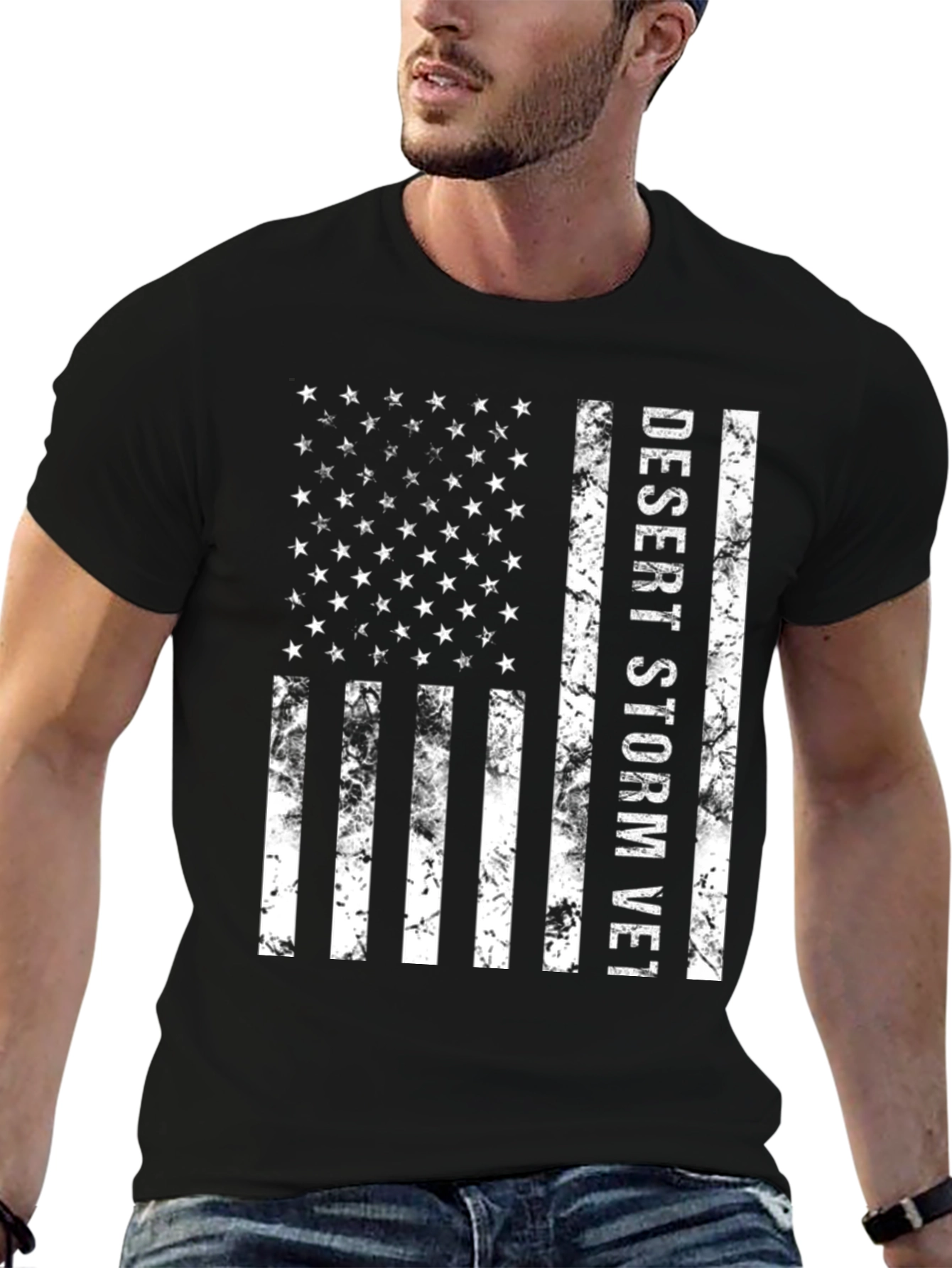 Desert Storm Vet Distressed American Flag T-Shirt
