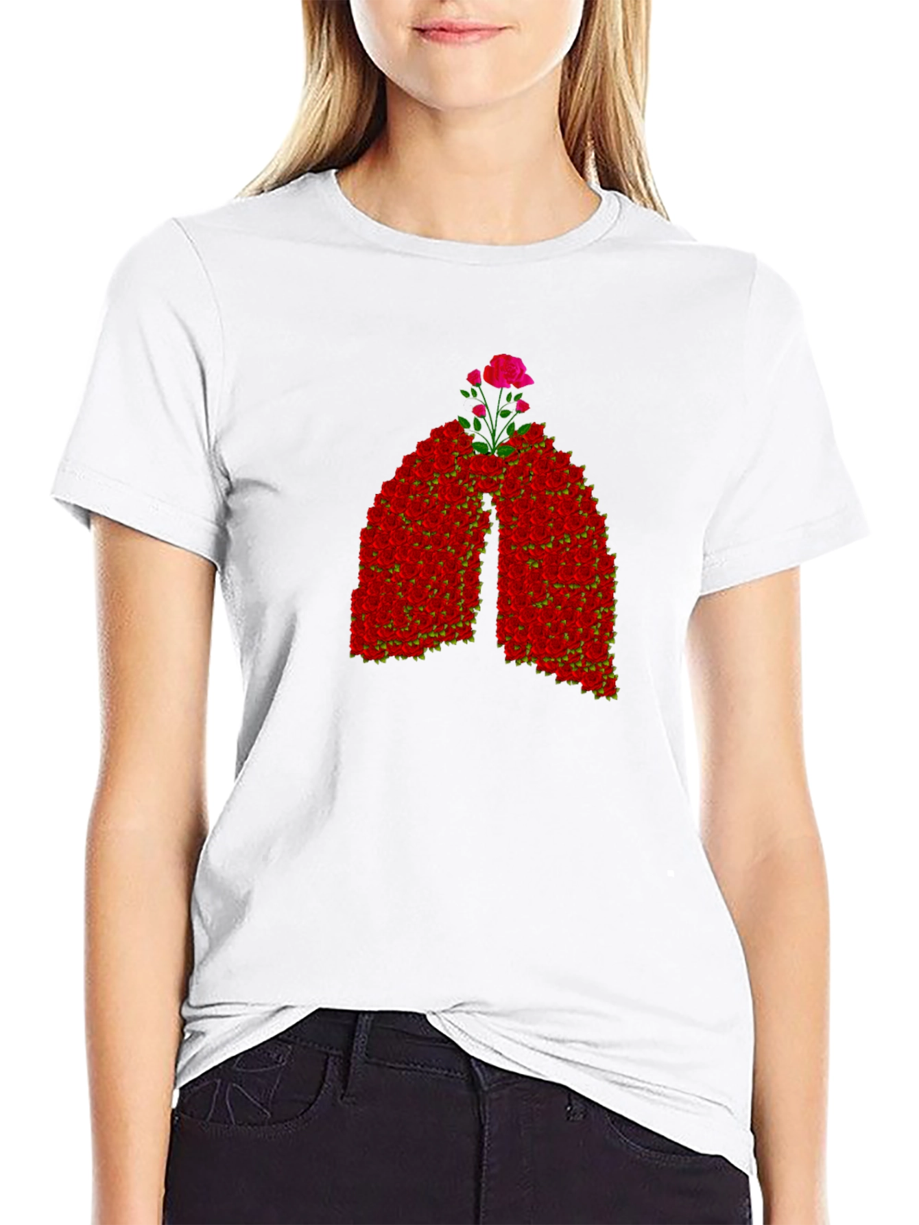 Floral Lungs Graphic Tee - Black