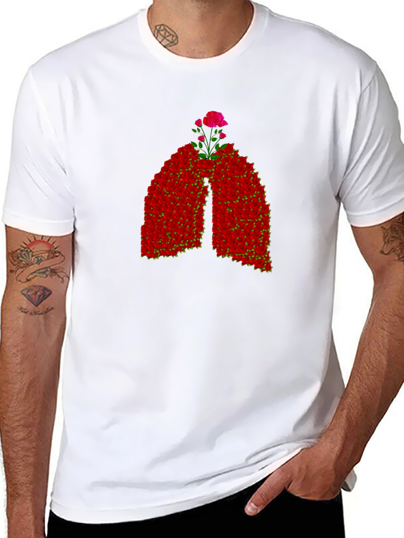 Floral Lungs Graphic Tee - Black