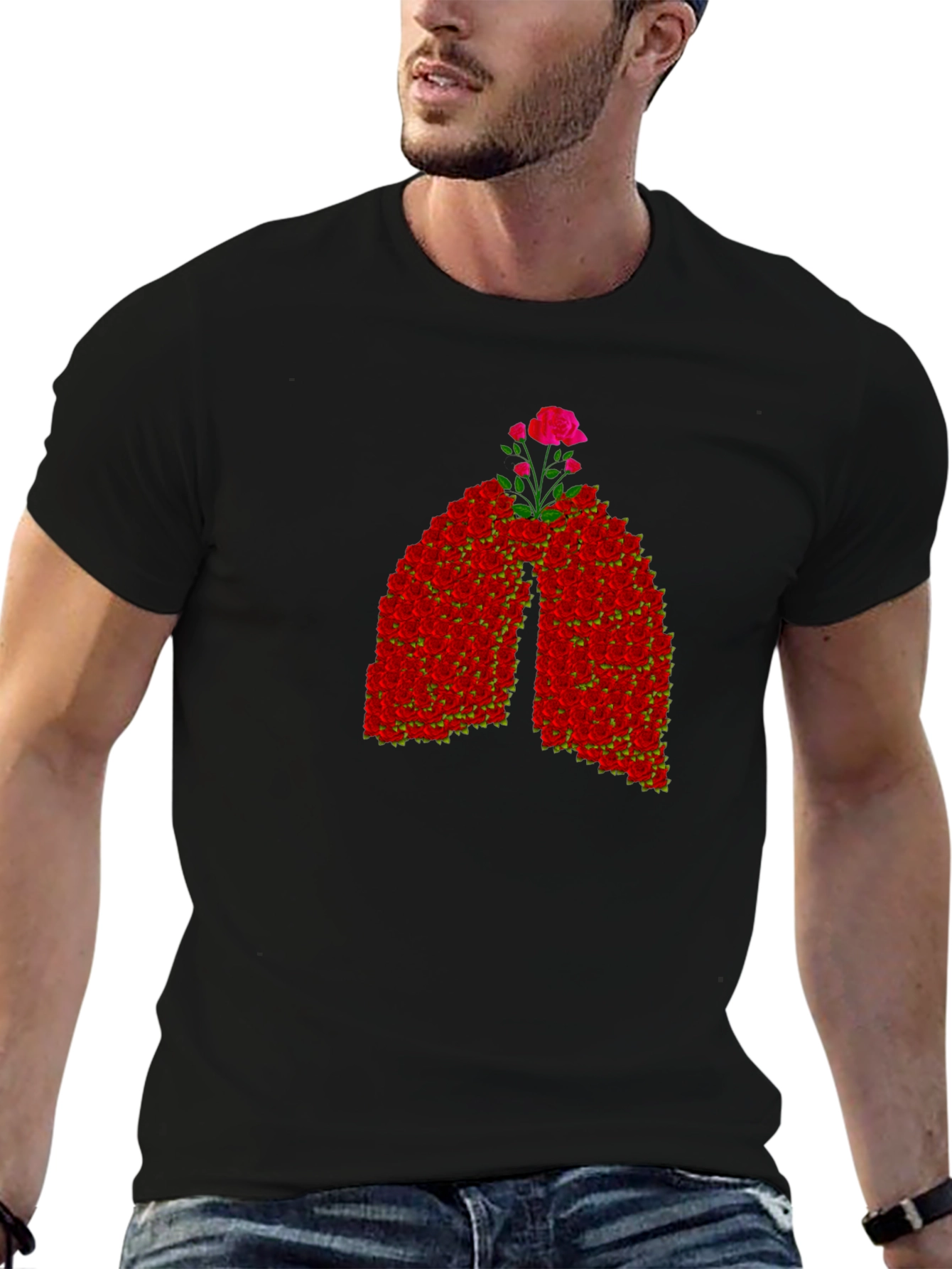 Floral Lungs Graphic Tee - Black