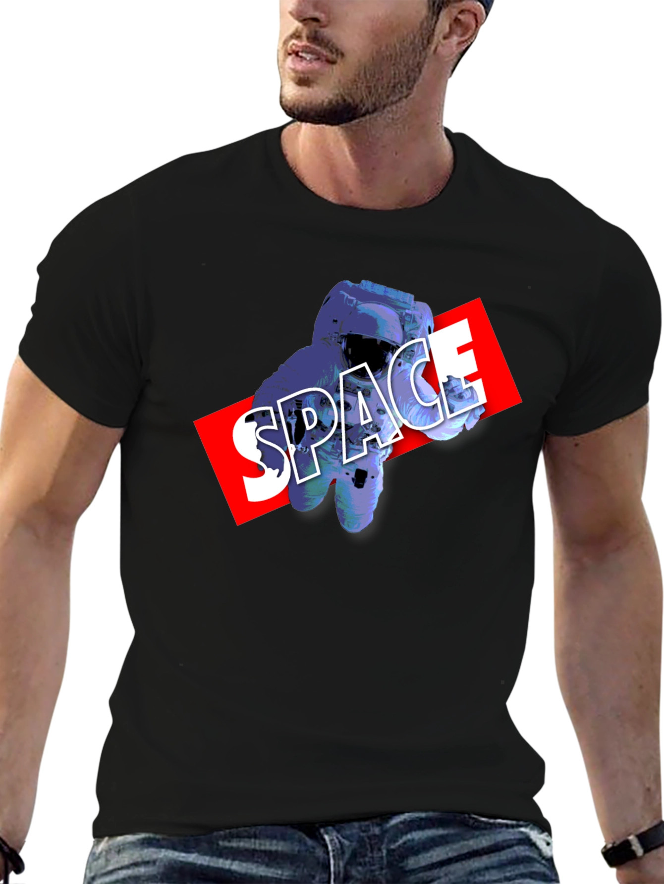 Space Astronaut Graphic Tee - Black