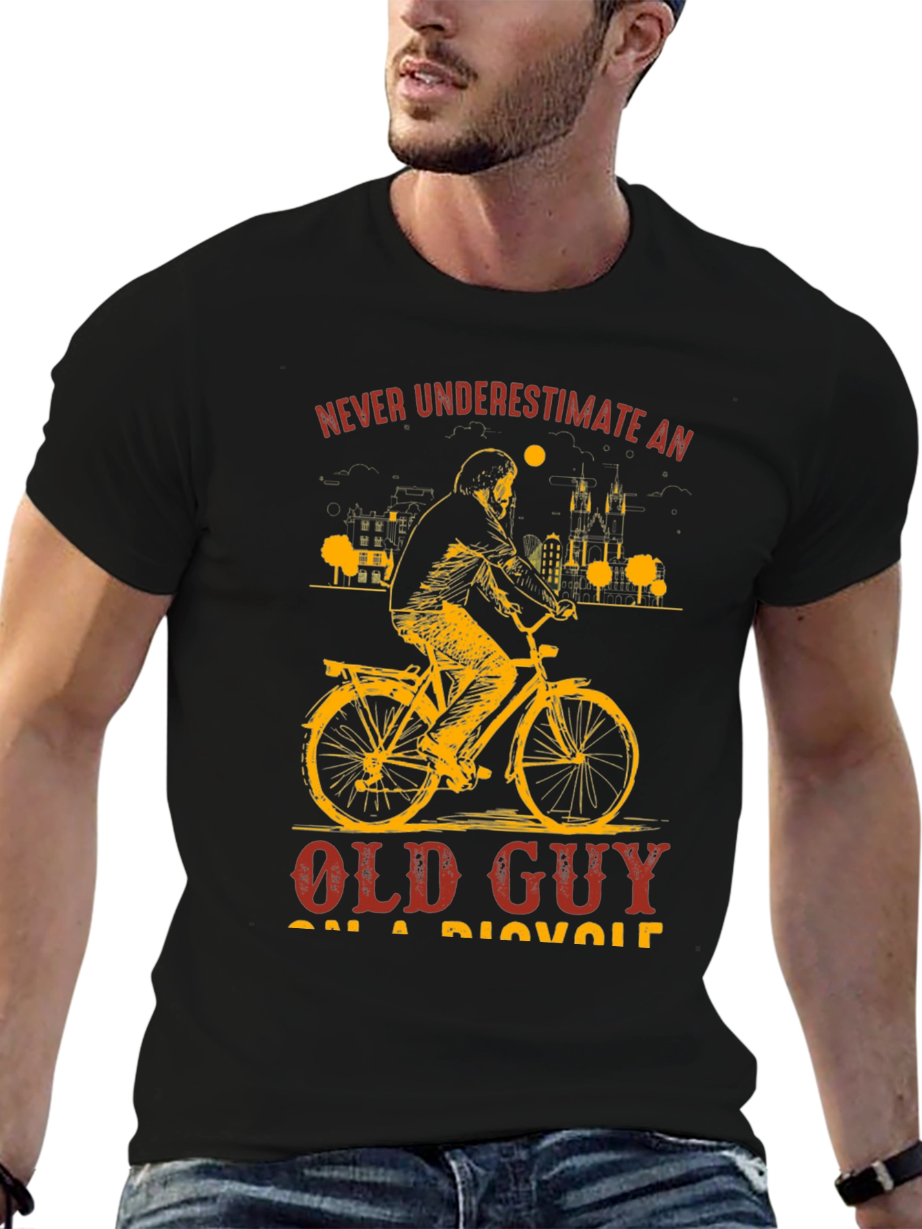 Old Guy On a Bicycle Graphic T-Shirt
