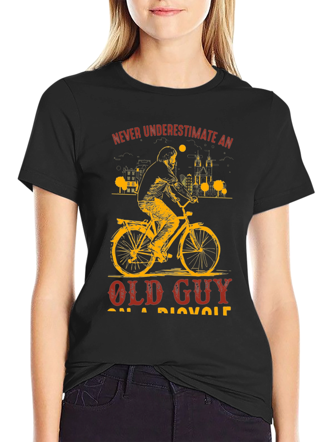 Old Guy On a Bicycle Graphic T-Shirt