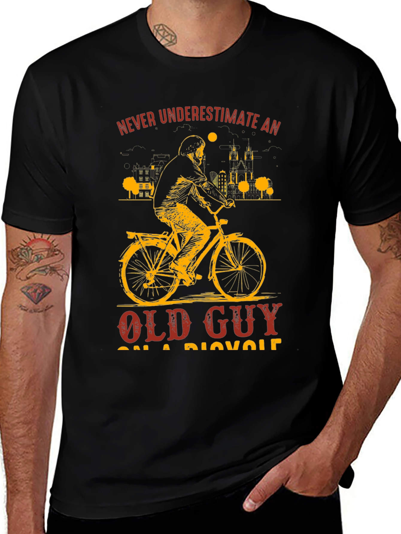 Old Guy On a Bicycle Graphic T-Shirt