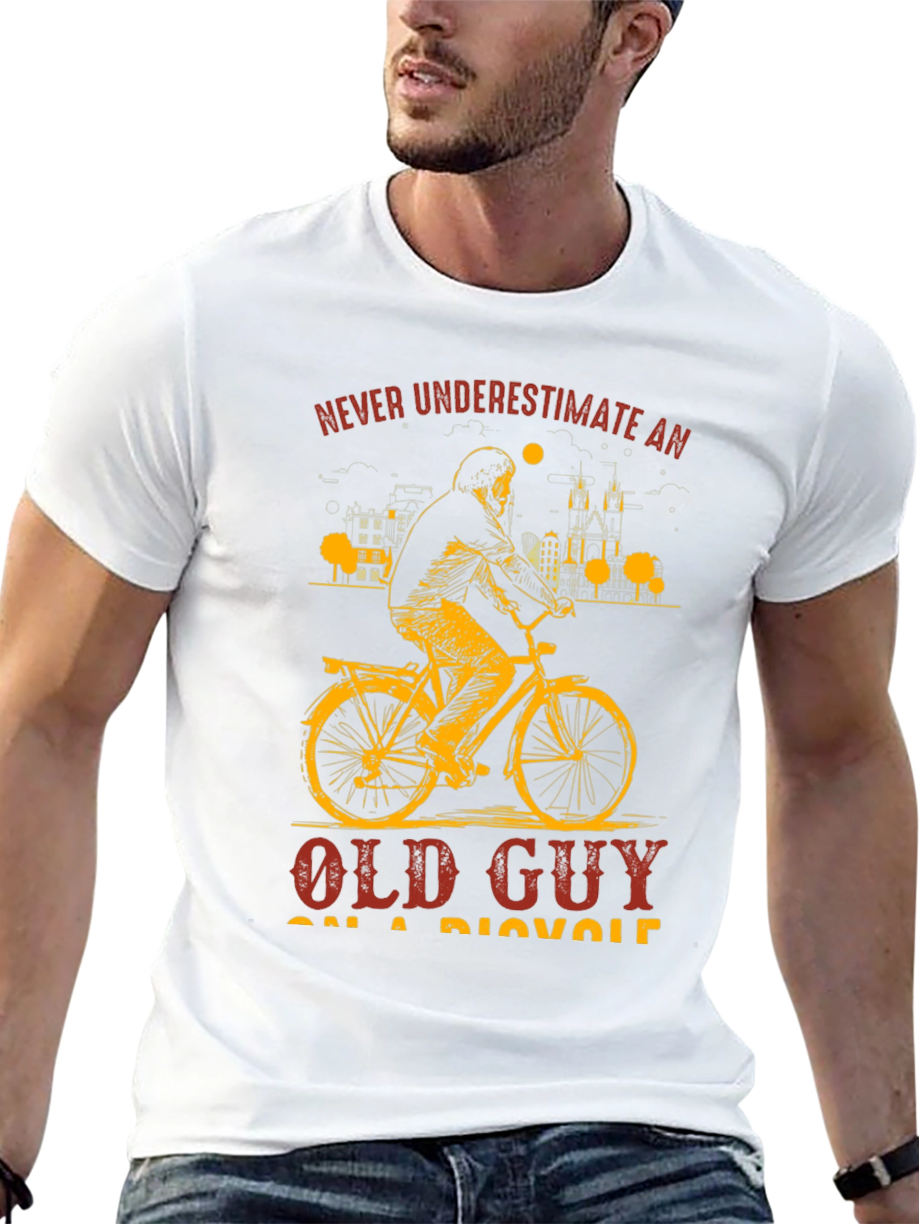 Old Guy On a Bicycle Graphic T-Shirt