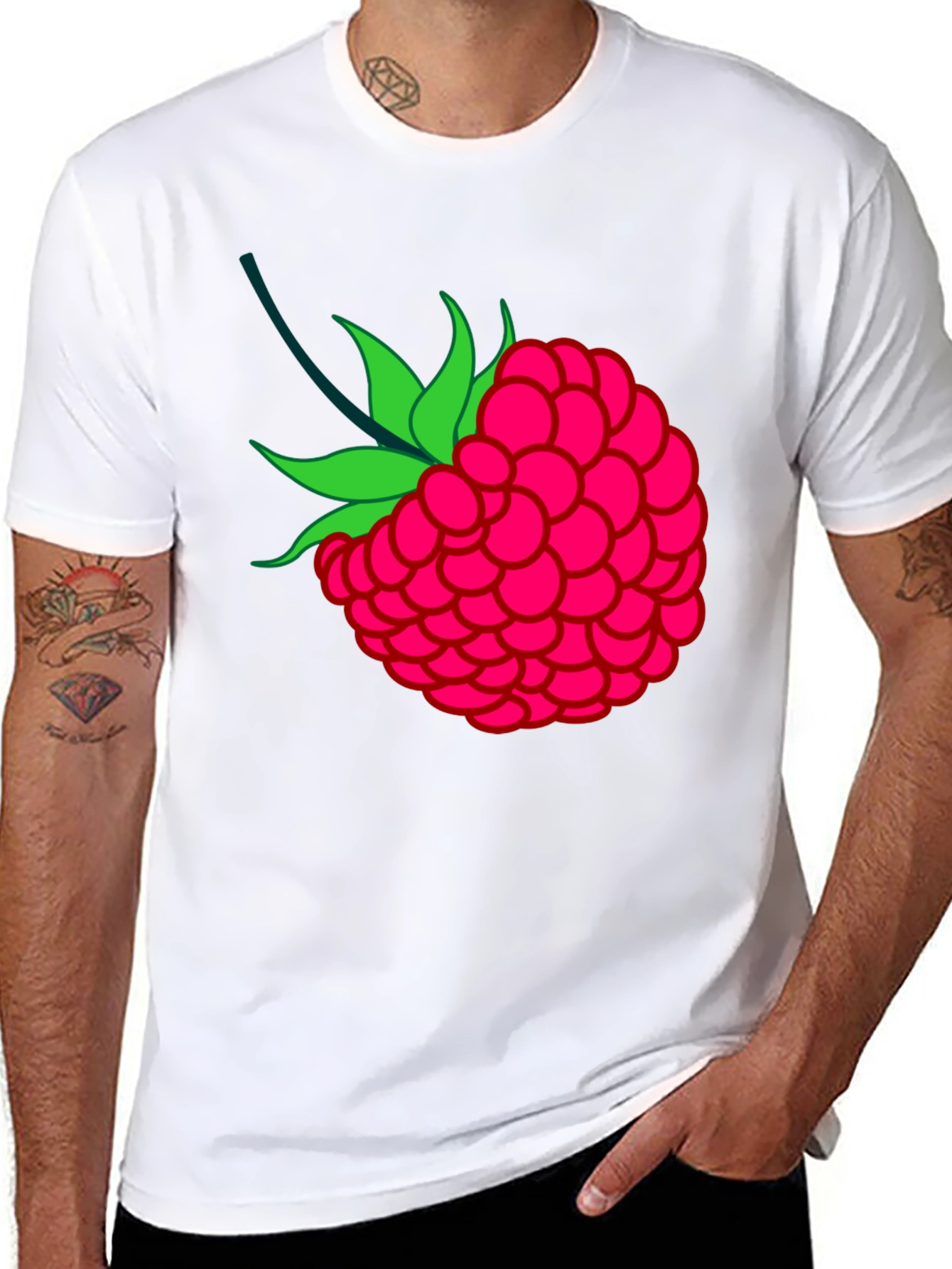 Raspberry Graphic Black T-Shirt