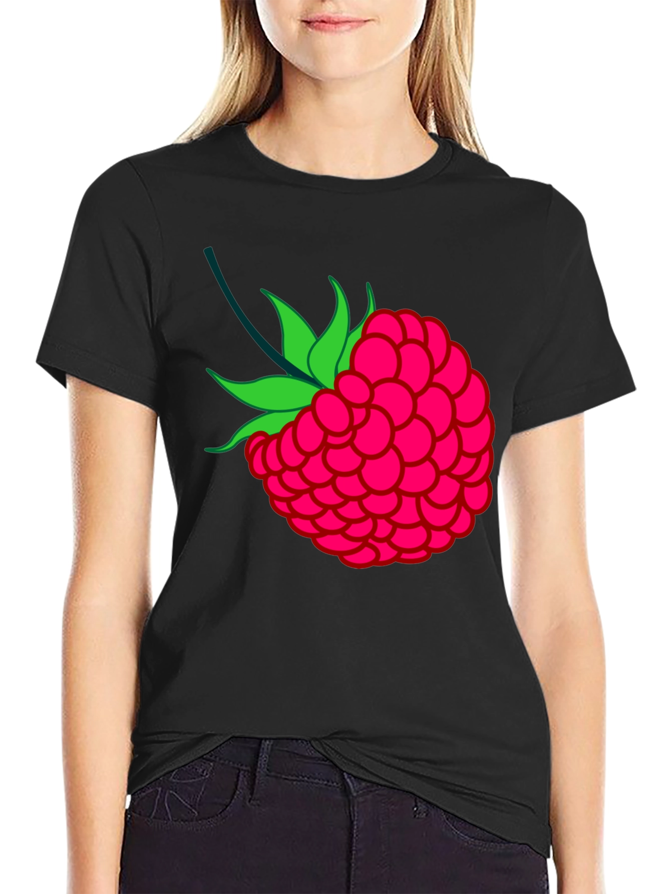 Raspberry Graphic Black T-Shirt