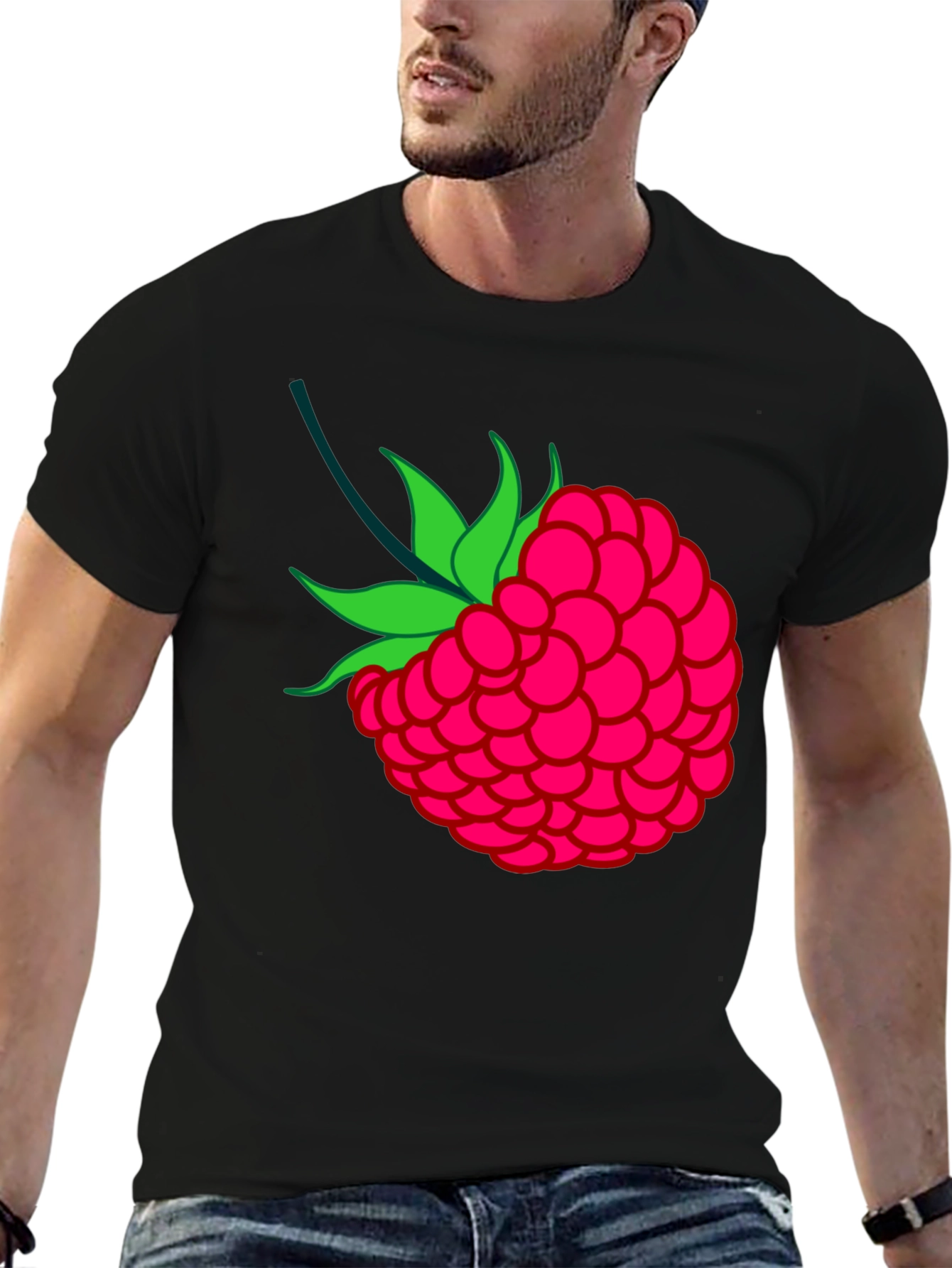 Raspberry Graphic Black T-Shirt