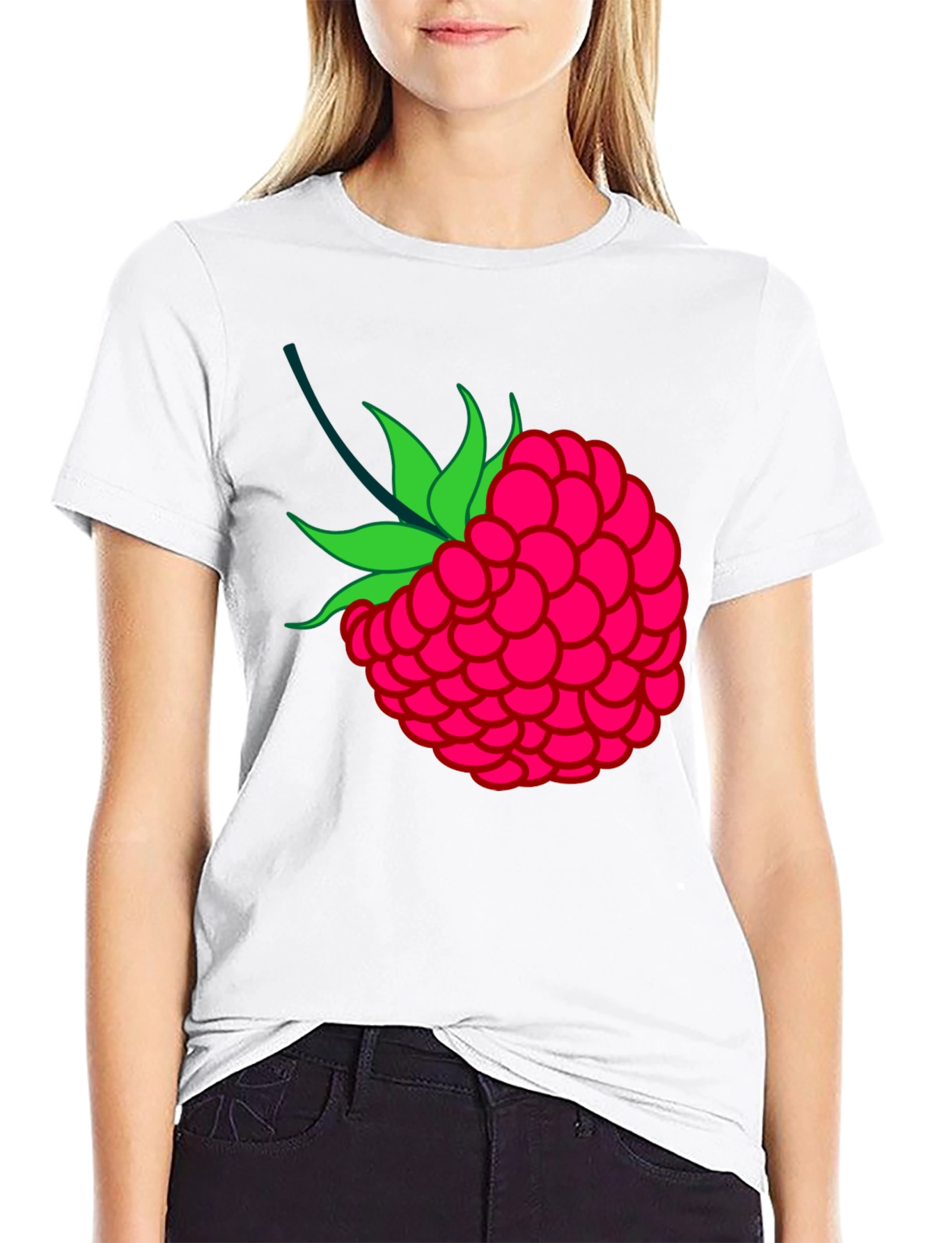 Raspberry Graphic Black T-Shirt